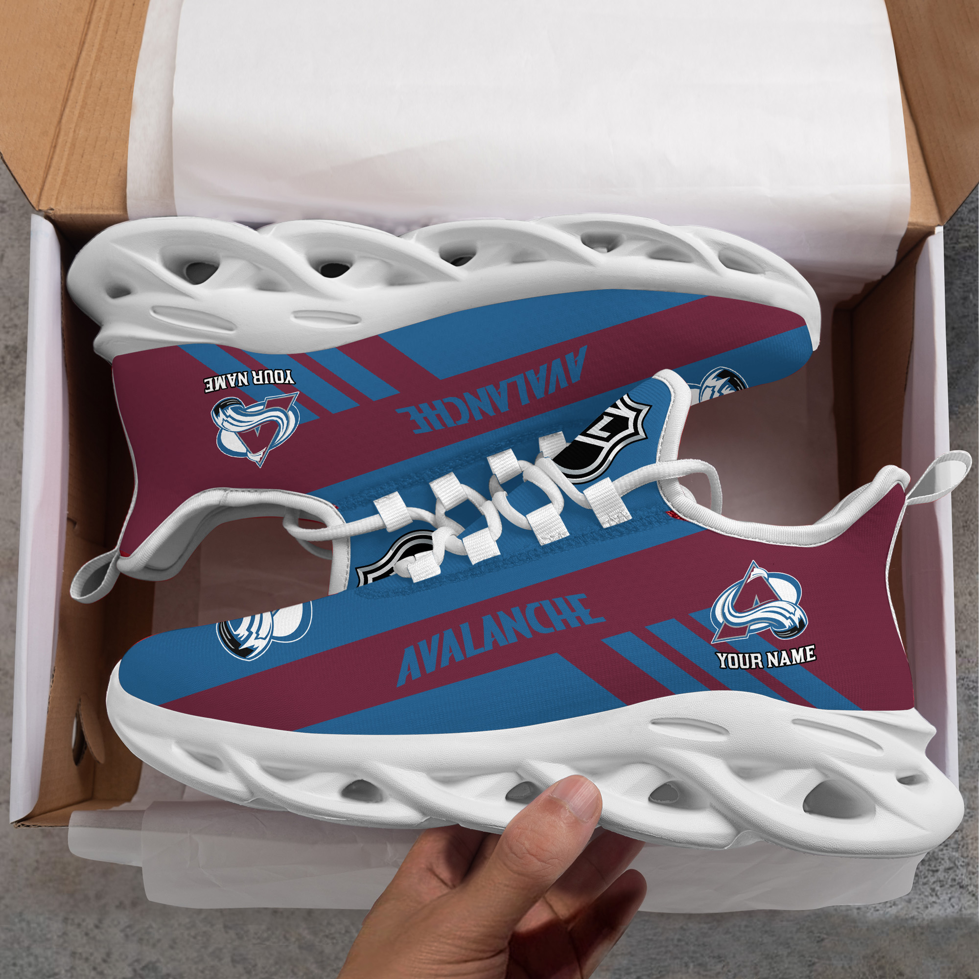 Custom Name Colorado Avalanche PERSONALIZED MAX SOUL SHOES DS004 - Famjoys Custom Name Colorado Avalanche PERSONALIZED MAX SOUL SHOES DS004 - Famjoys