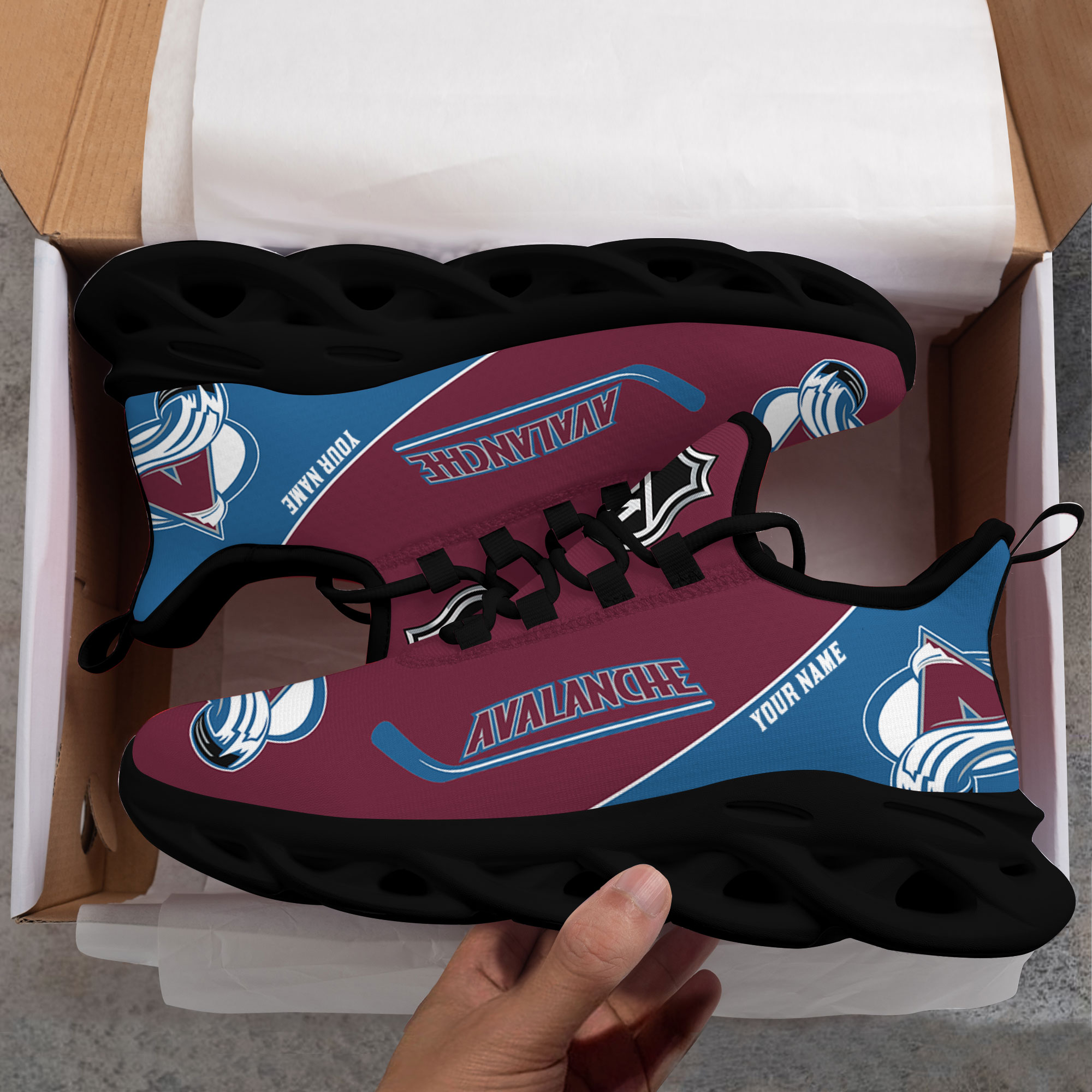 Custom Name Colorado Avalanche PERSONALIZED MAX SOUL SHOES DS006 NEW 2022 M1 - Famjoys Custom Name Colorado Avalanche PERSONALIZED MAX SOUL SHOES DS006 NEW 2022 M1 - Famjoys