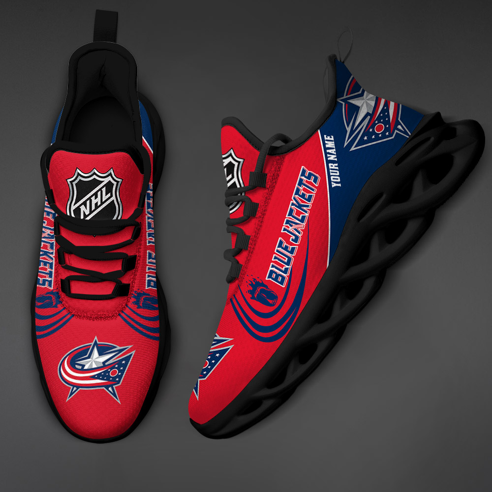 Custom Name Columbus Blue Jackets PERSONALIZED MAX SOUL SHOES DS006 - Famjoys Custom Name Columbus Blue Jackets PERSONALIZED MAX SOUL SHOES DS006 - Famjoys
