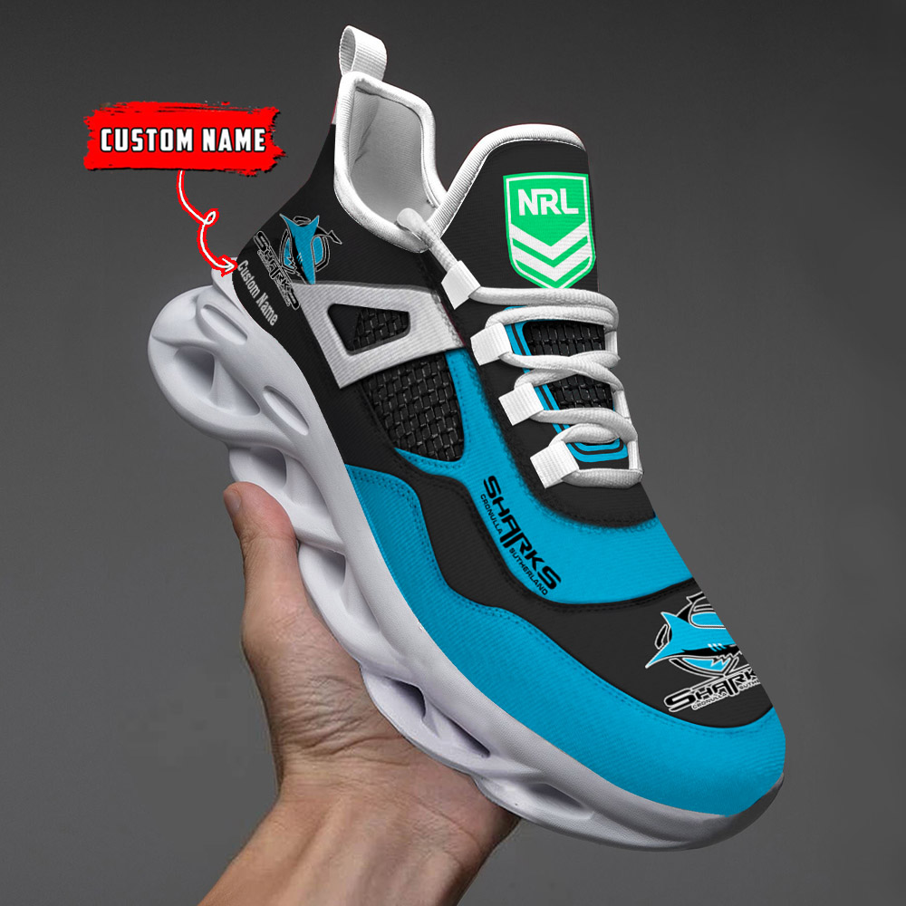 Custom Name Cronulla Sharks NRL MAX SOUL SHOES DS001 - Famjoys Custom Name Cronulla Sharks NRL MAX SOUL SHOES DS001 - Famjoys