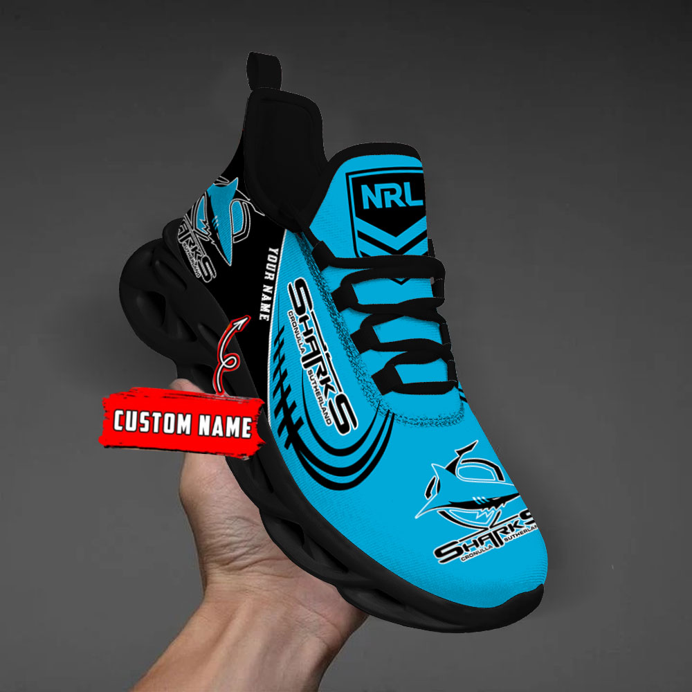Custom Name Cronulla Sharks PERSONALIZED MAX SOUL SHOES DS006 - Famjoys Custom Name Cronulla Sharks PERSONALIZED MAX SOUL SHOES DS006 - Famjoys