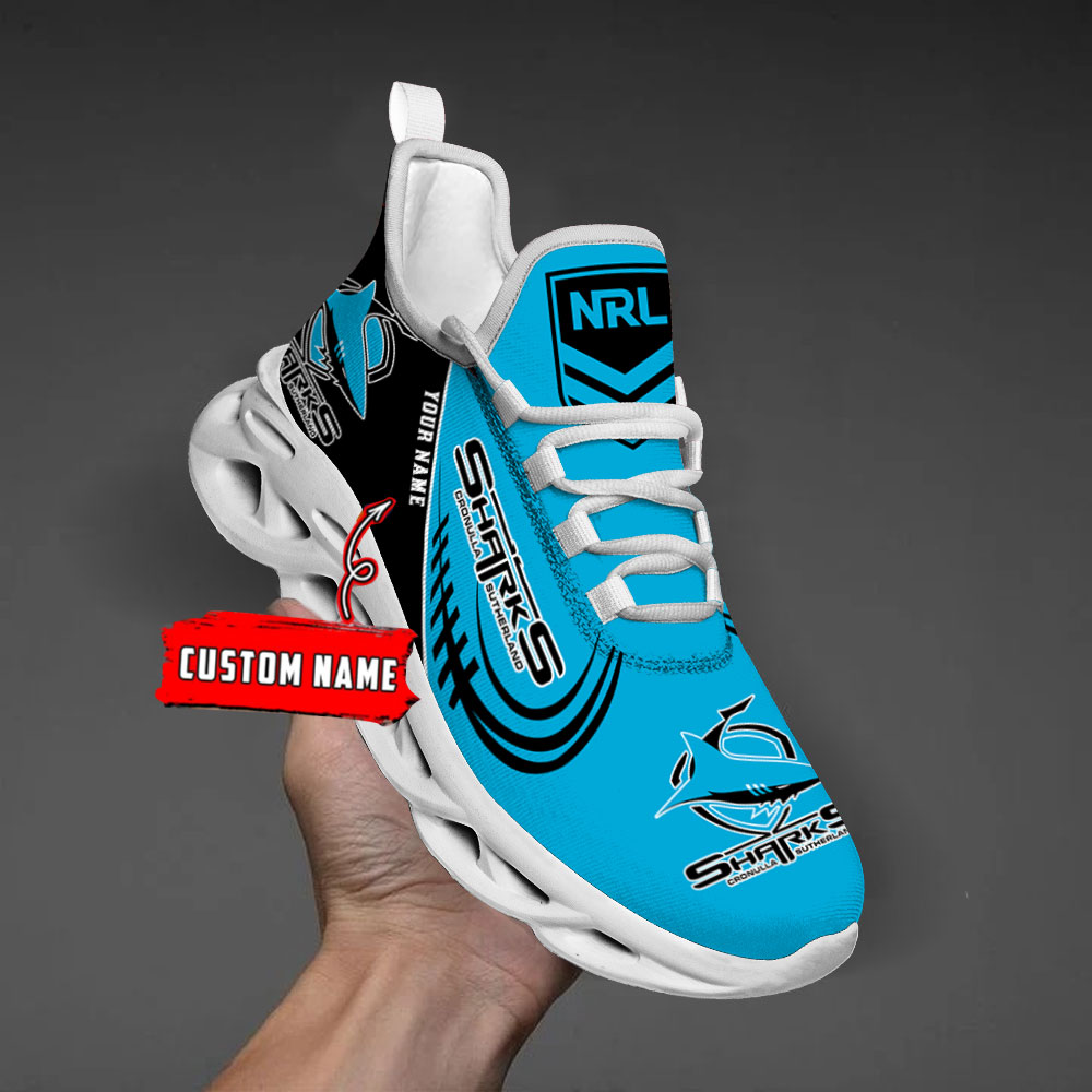 Custom Name Cronulla Sharks PERSONALIZED MAX SOUL SHOES DS006 - Famjoys Custom Name Cronulla Sharks PERSONALIZED MAX SOUL SHOES DS006 - Famjoys
