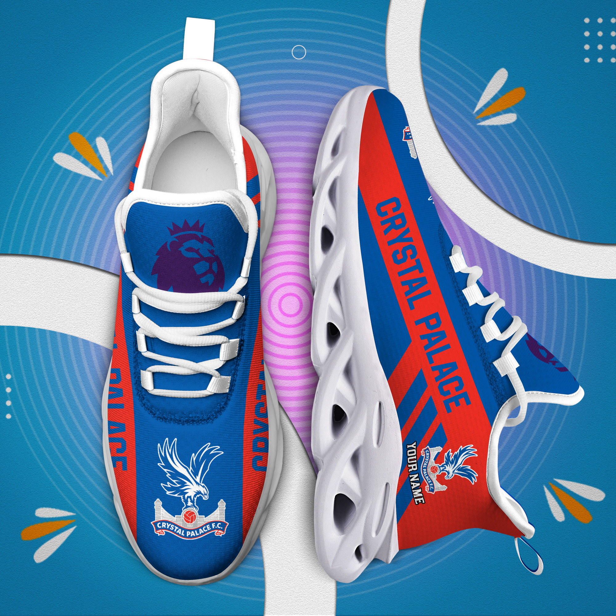 Custom Name Crystal Palace PERSONALIZED MAX SOUL SHOES DS006 EPL - Famjoys Custom Name Crystal Palace PERSONALIZED MAX SOUL SHOES DS006 EPL - Famjoys
