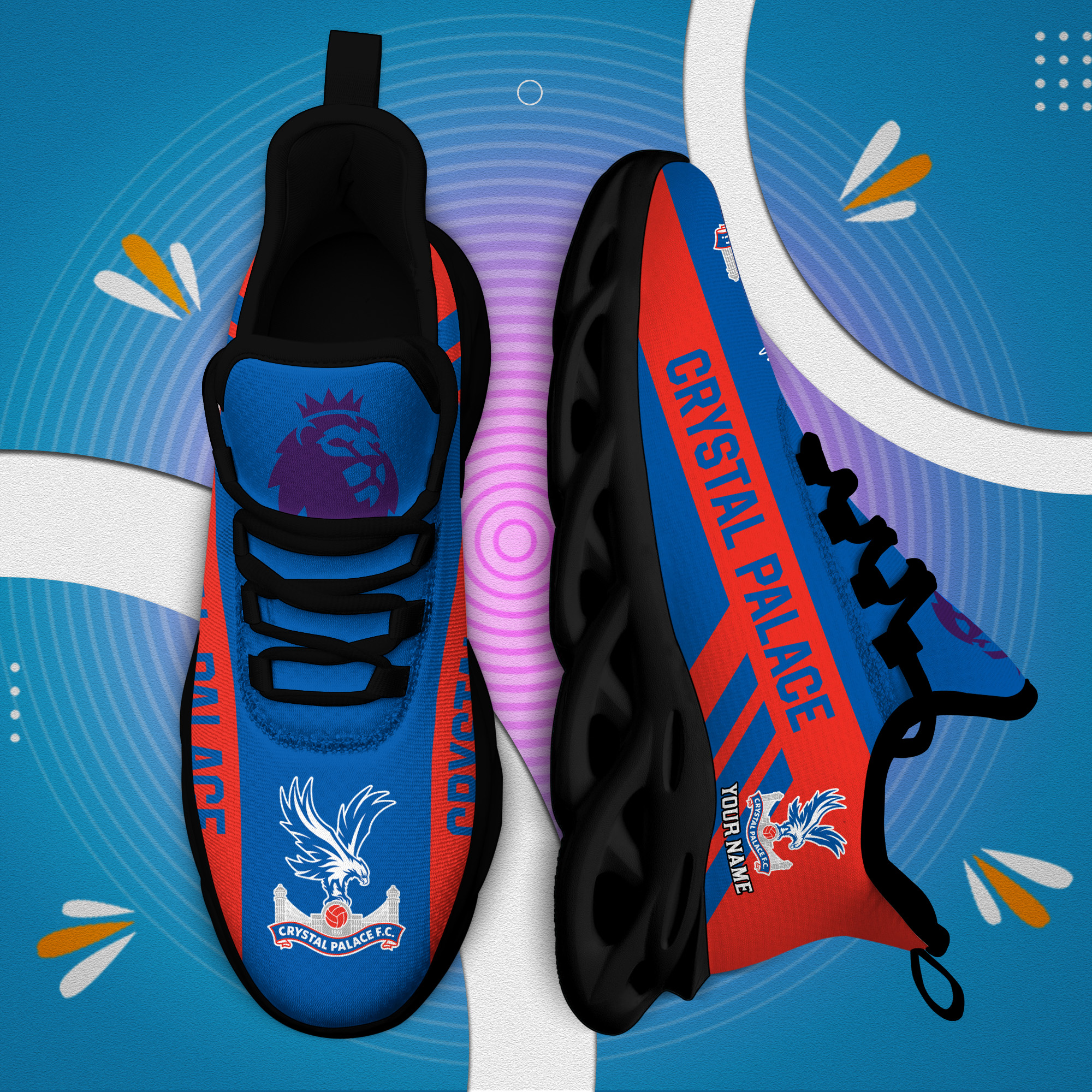 Custom Name Crystal Palace PERSONALIZED MAX SOUL SHOES DS006 EPL - Famjoys Custom Name Crystal Palace PERSONALIZED MAX SOUL SHOES DS006 EPL - Famjoys