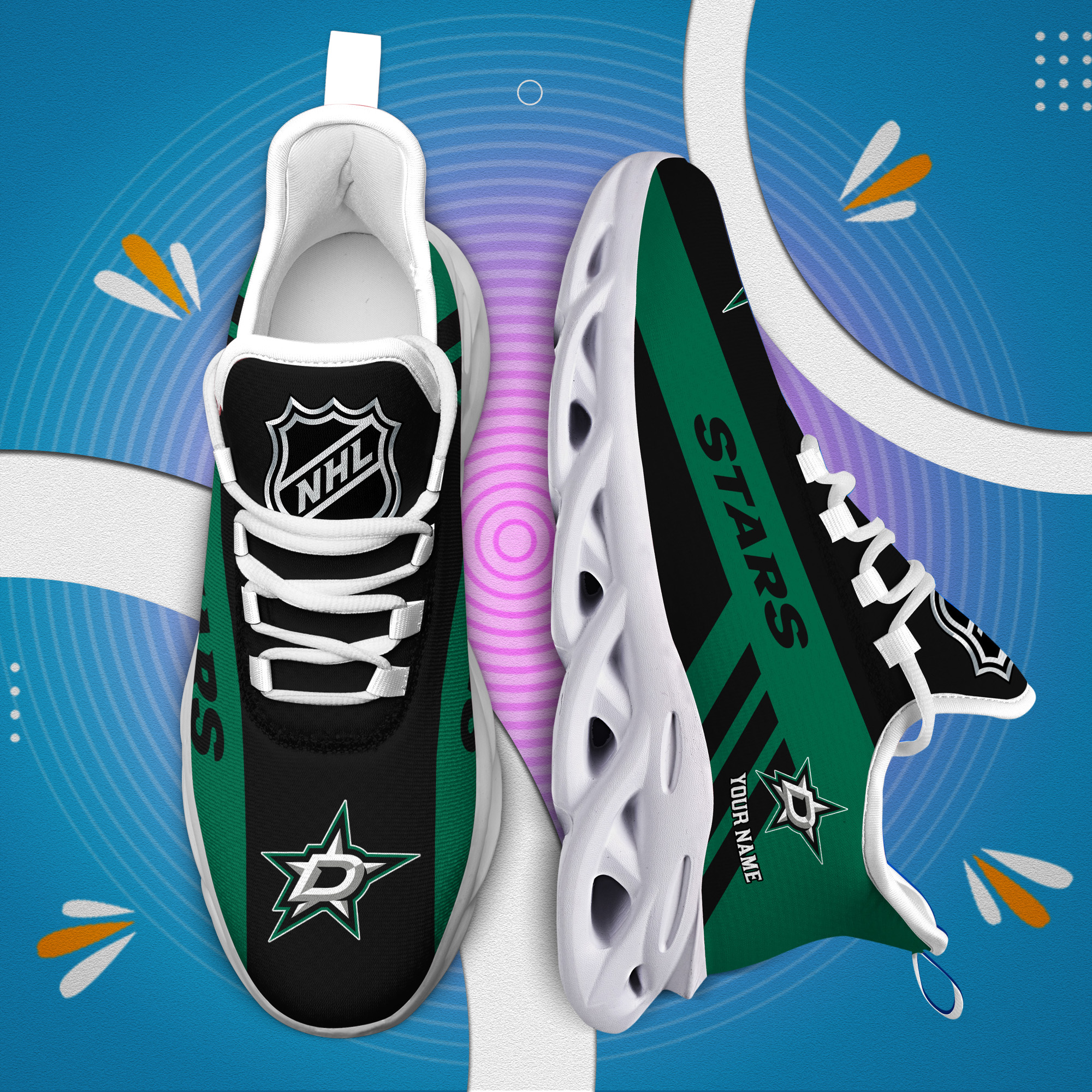 Custom Name Dallas Stars PERSONALIZED MAX SOUL SHOES DS004 - Famjoys Custom Name Dallas Stars PERSONALIZED MAX SOUL SHOES DS004 - Famjoys