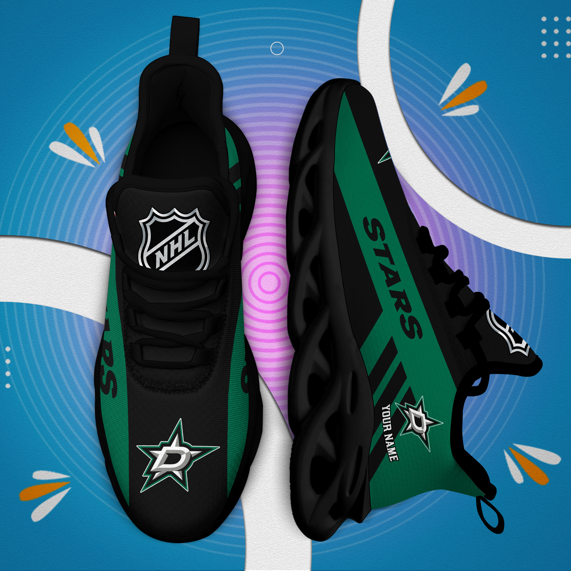 Custom Name Dallas Stars PERSONALIZED MAX SOUL SHOES DS004 - Famjoys Custom Name Dallas Stars PERSONALIZED MAX SOUL SHOES DS004 - Famjoys