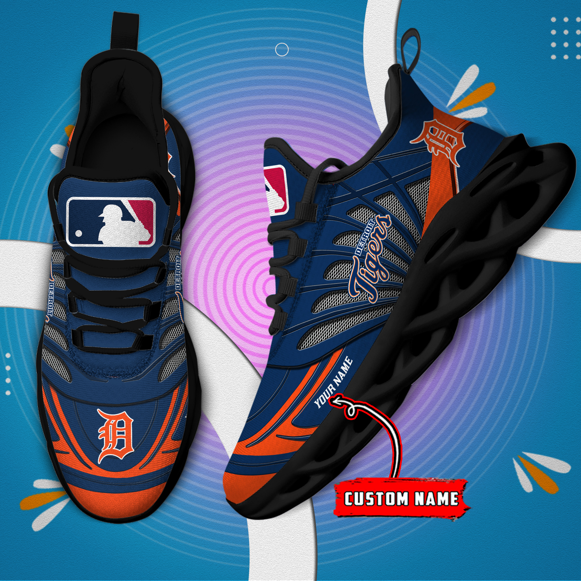 Custom Name Detroit Tigers PERSONALIZED MAX SOUL SHOES DS005 - Famjoys Custom Name Detroit Tigers PERSONALIZED MAX SOUL SHOES DS005 - Famjoys