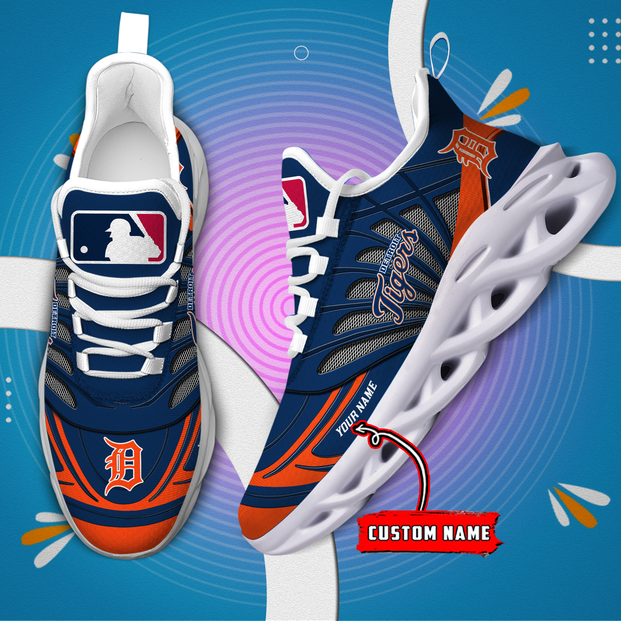 Custom Name Detroit Tigers PERSONALIZED MAX SOUL SHOES DS005 - Famjoys Custom Name Detroit Tigers PERSONALIZED MAX SOUL SHOES DS005 - Famjoys