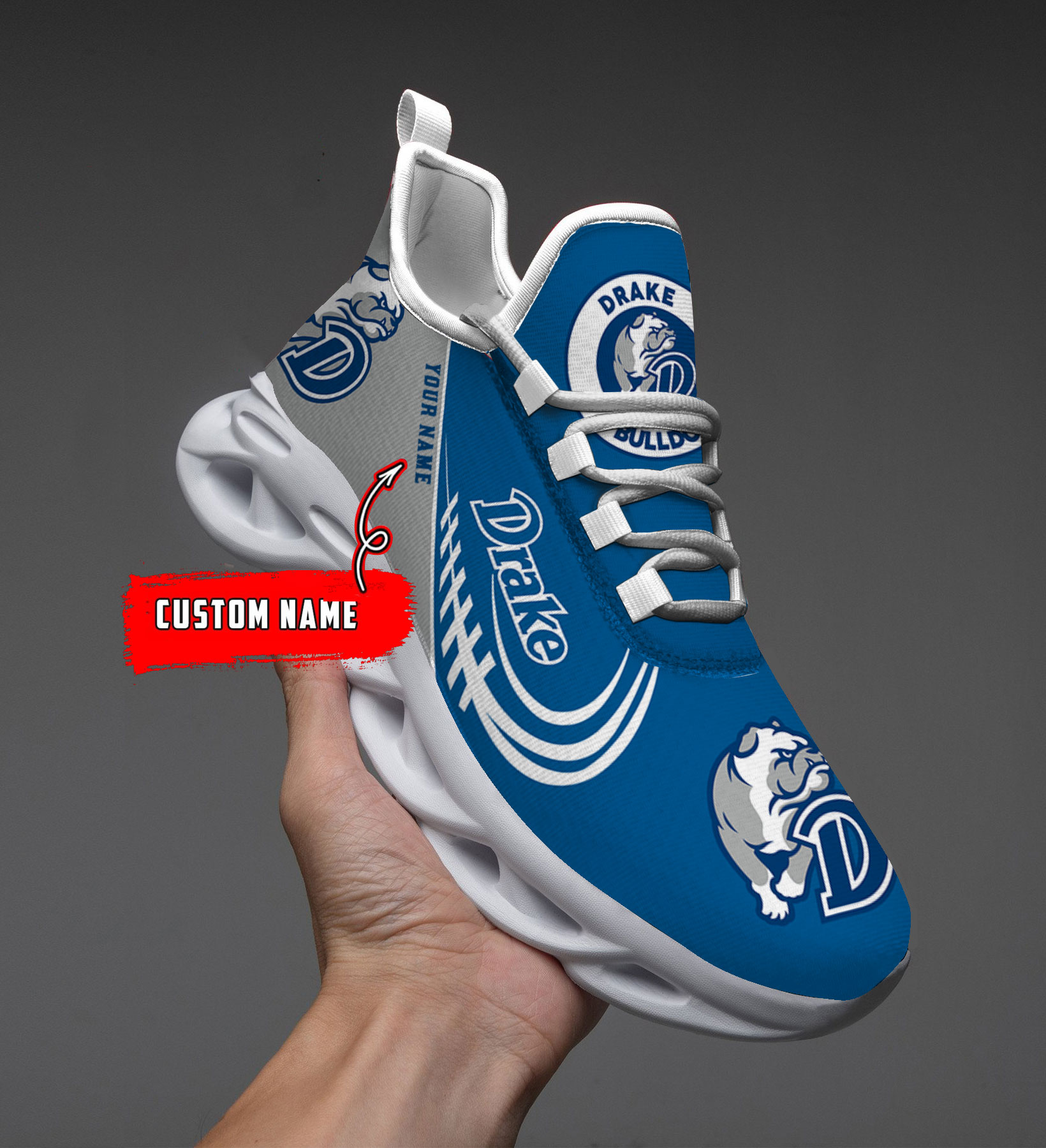 Custom Name Drake Bulldogs PERSONALIZED MAX SOUL SHOES DS006 - Famjoys Custom Name Drake Bulldogs PERSONALIZED MAX SOUL SHOES DS006 - Famjoys