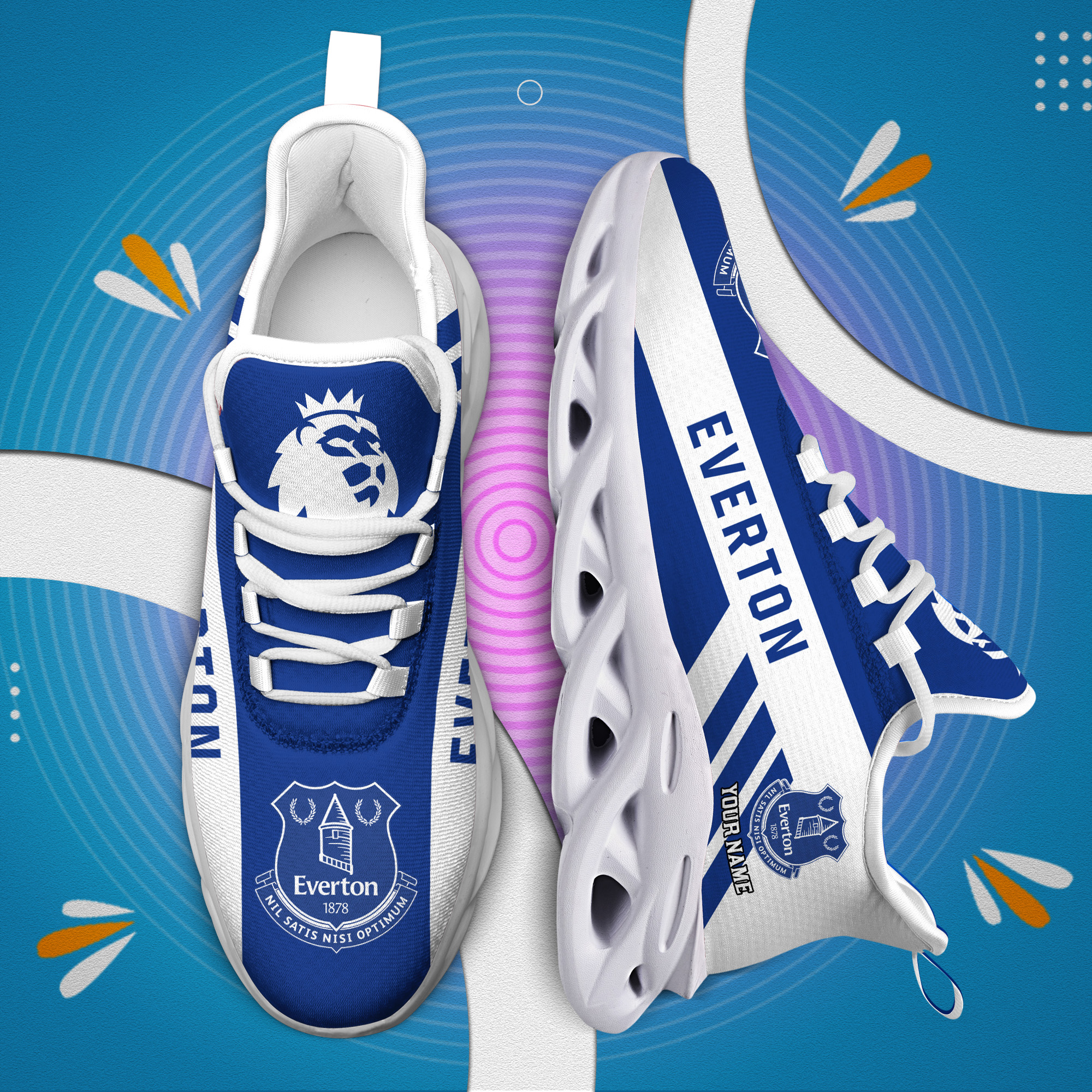 Custom Name Everton PERSONALIZED MAX SOUL SHOES DS006 EPL - Famjoys Custom Name Everton PERSONALIZED MAX SOUL SHOES DS006 EPL - Famjoys