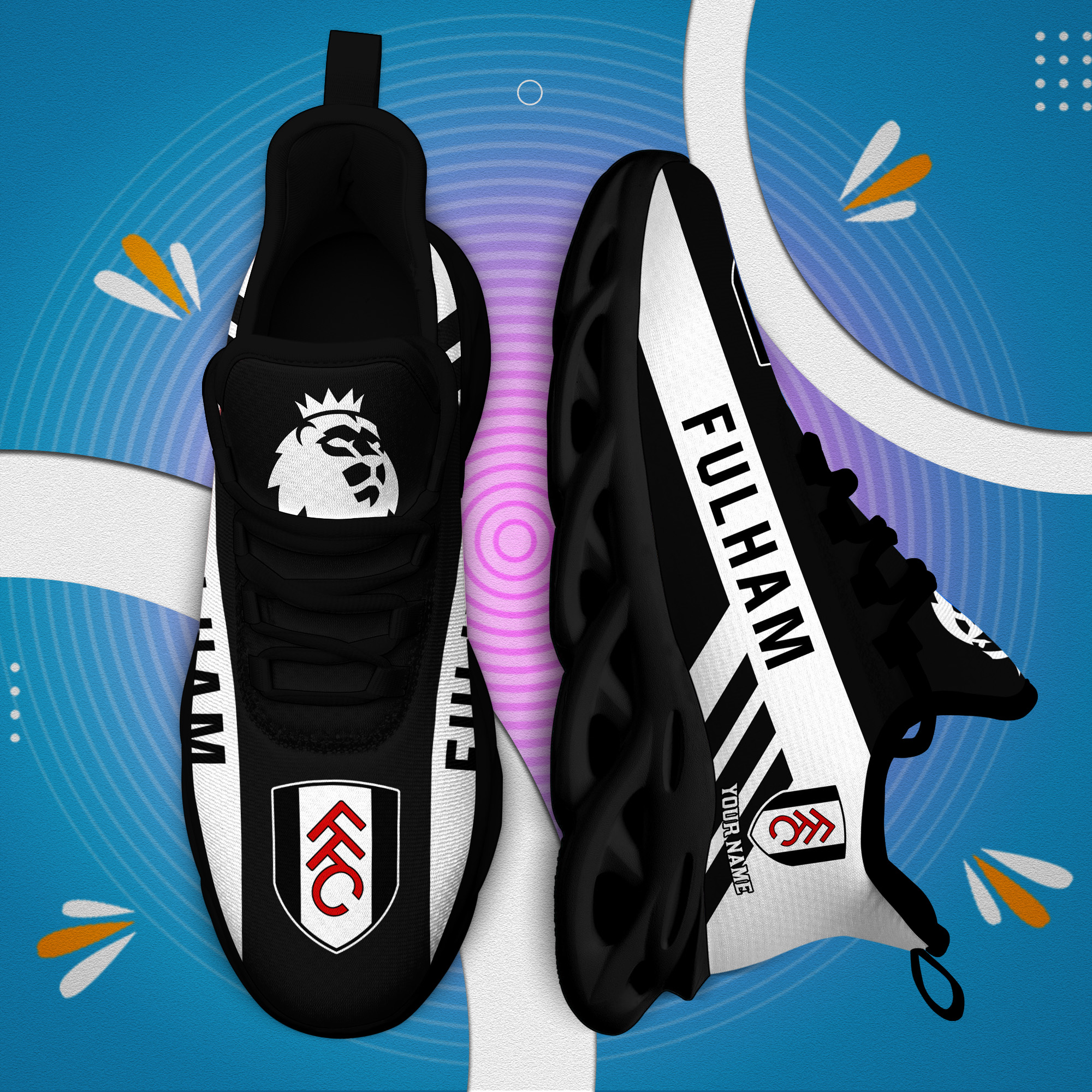 Custom Name Fulham PERSONALIZED MAX SOUL SHOES DS006 EPL - Famjoys Custom Name Fulham PERSONALIZED MAX SOUL SHOES DS006 EPL - Famjoys
