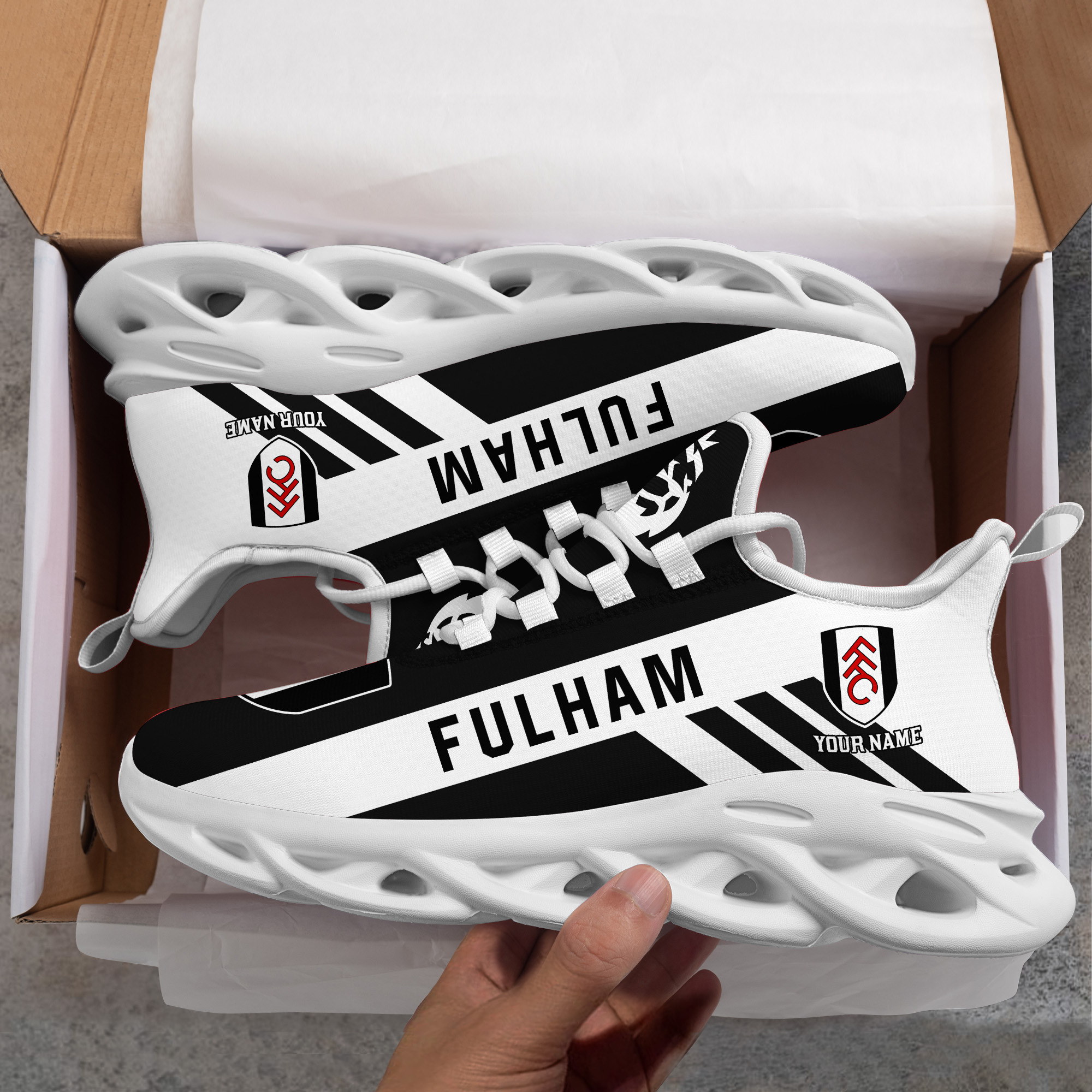 Custom Name Fulham PERSONALIZED MAX SOUL SHOES DS006 EPL - Famjoys Custom Name Fulham PERSONALIZED MAX SOUL SHOES DS006 EPL - Famjoys