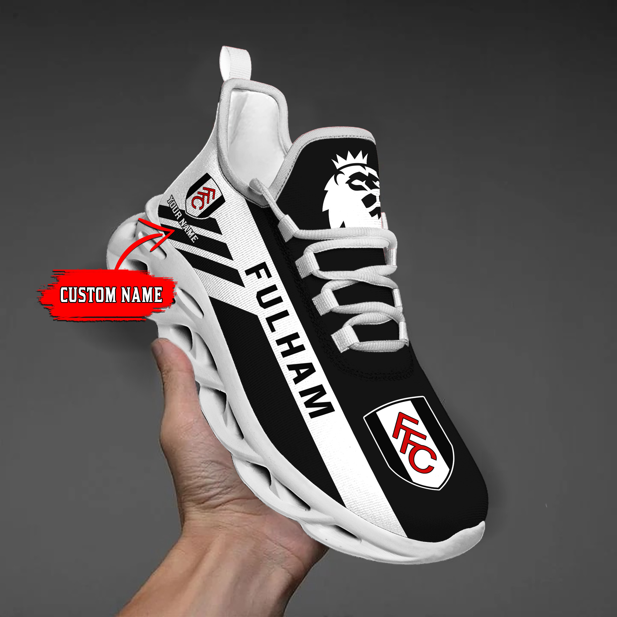 Custom Name Fulham PERSONALIZED MAX SOUL SHOES DS006 EPL - Famjoys Custom Name Fulham PERSONALIZED MAX SOUL SHOES DS006 EPL - Famjoys