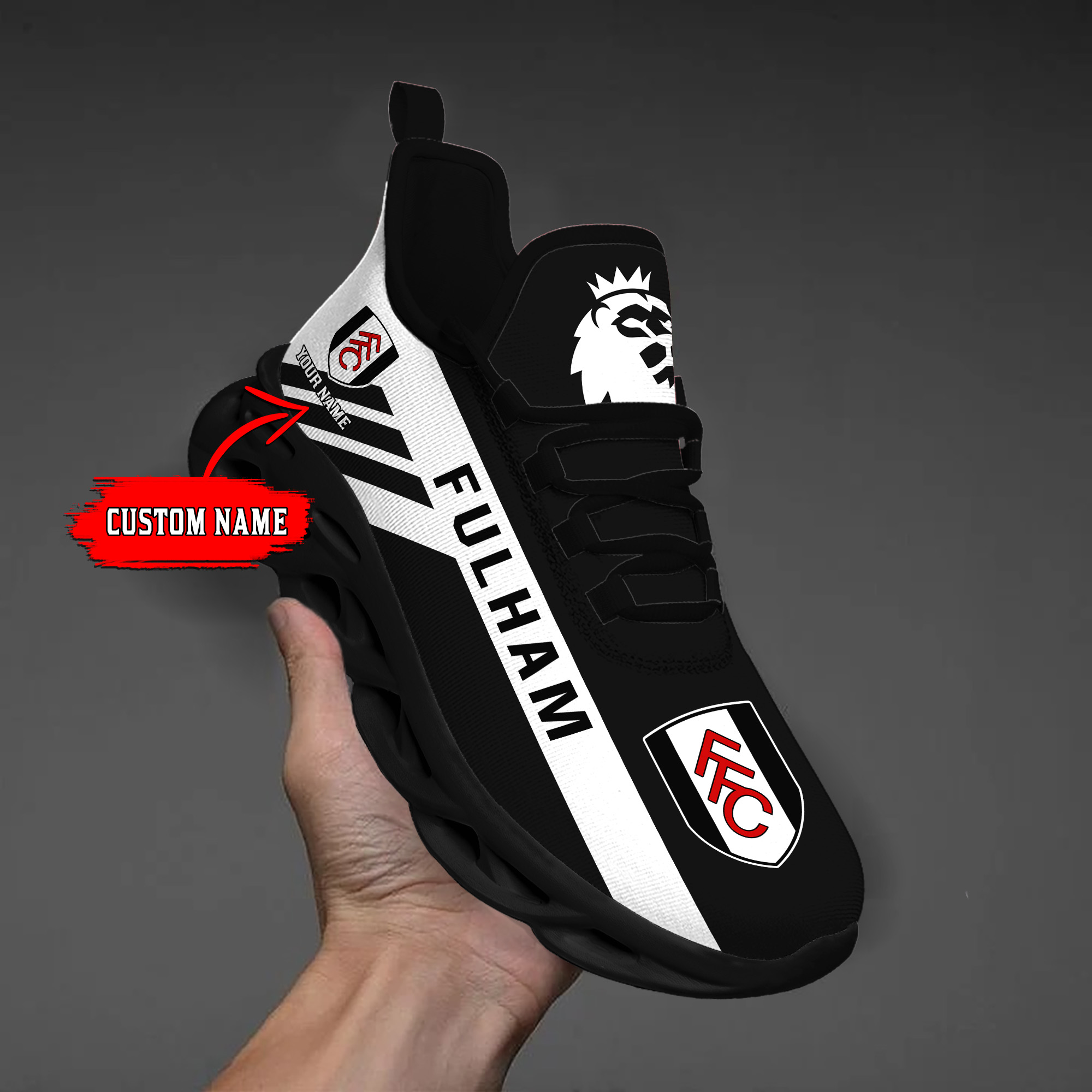 Custom Name Fulham PERSONALIZED MAX SOUL SHOES DS006 EPL - Famjoys Custom Name Fulham PERSONALIZED MAX SOUL SHOES DS006 EPL - Famjoys