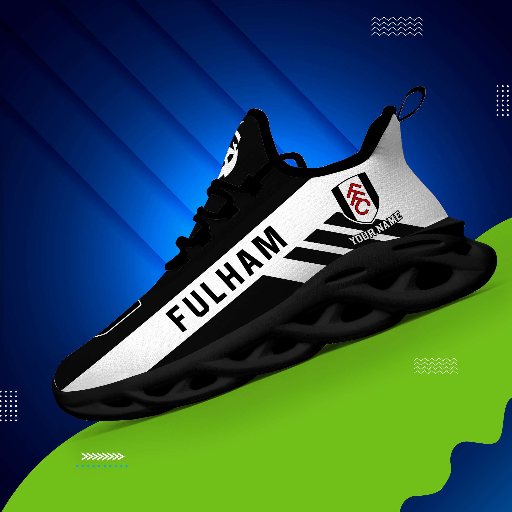 Custom Name Fulham PERSONALIZED MAX SOUL SHOES DS006 EPL - Famjoys Custom Name Fulham PERSONALIZED MAX SOUL SHOES DS006 EPL - Famjoys