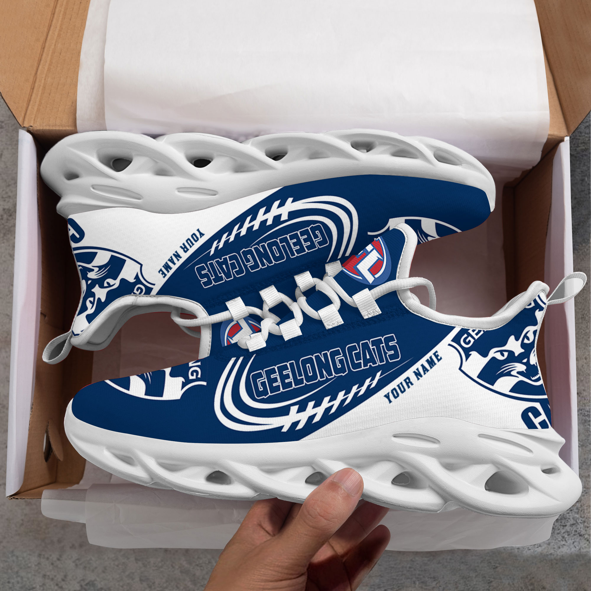 Custom Name Geelong Cats PERSONALIZED MAX SOUL SHOES DS006 - Famjoys Custom Name Geelong Cats PERSONALIZED MAX SOUL SHOES DS006 - Famjoys