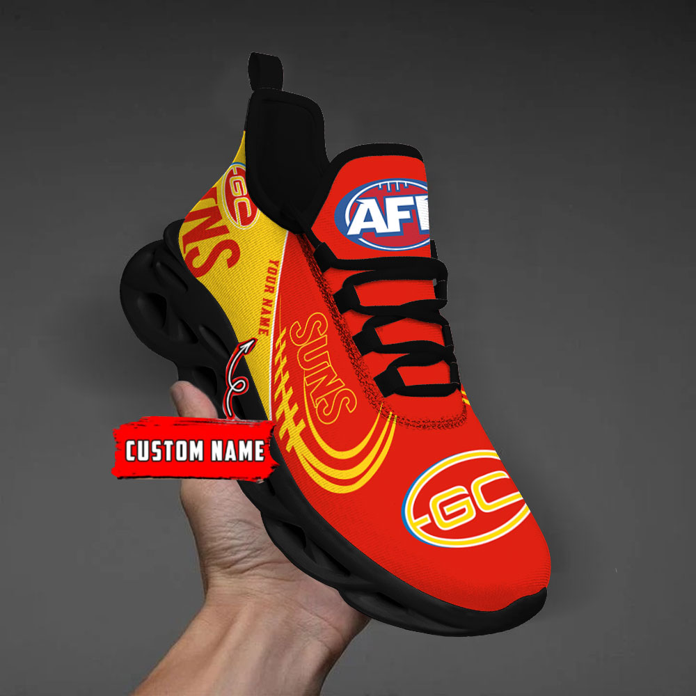 Custom Name Gold Coast Suns PERSONALIZED MAX SOUL SHOES DS006 - Famjoys Custom Name Gold Coast Suns PERSONALIZED MAX SOUL SHOES DS006 - Famjoys