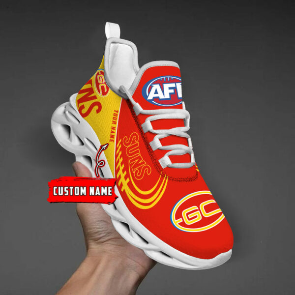 Custom Name Gold Coast Suns PERSONALIZED MAX SOUL SHOES DS006 - Famjoys Custom Name Gold Coast Suns PERSONALIZED MAX SOUL SHOES DS006 - Famjoys