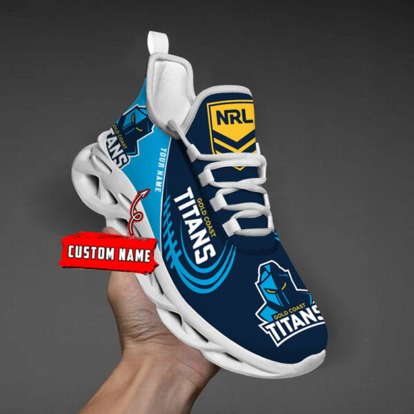 Custom Name Gold Coast Titans PERSONALIZED MAX SOUL SHOES DS006 - Famjoys Custom Name Gold Coast Titans PERSONALIZED MAX SOUL SHOES DS006 - Famjoys
