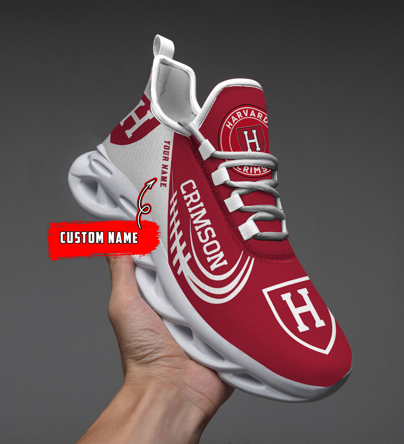 Custom Name Harvard Crimson PERSONALIZED MAX SOUL SHOES DS006 - Famjoys Custom Name Harvard Crimson PERSONALIZED MAX SOUL SHOES DS006 - Famjoys