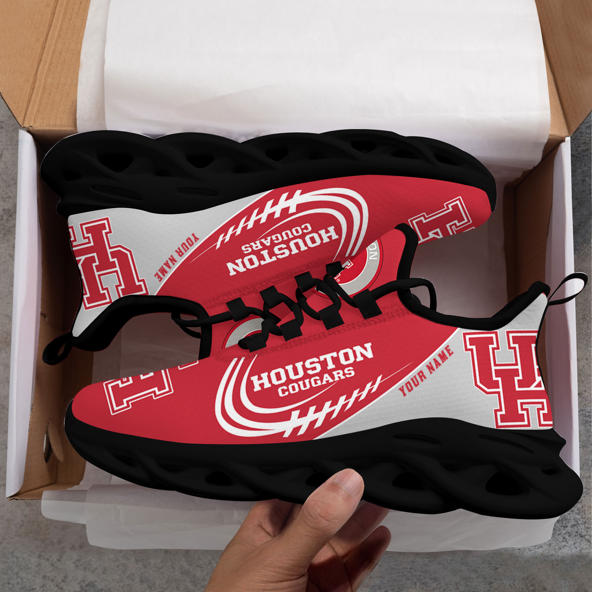 Custom Name Houston Cougars PERSONALIZED MAX SOUL SHOES DS006 - Famjoys Custom Name Houston Cougars PERSONALIZED MAX SOUL SHOES DS006 - Famjoys