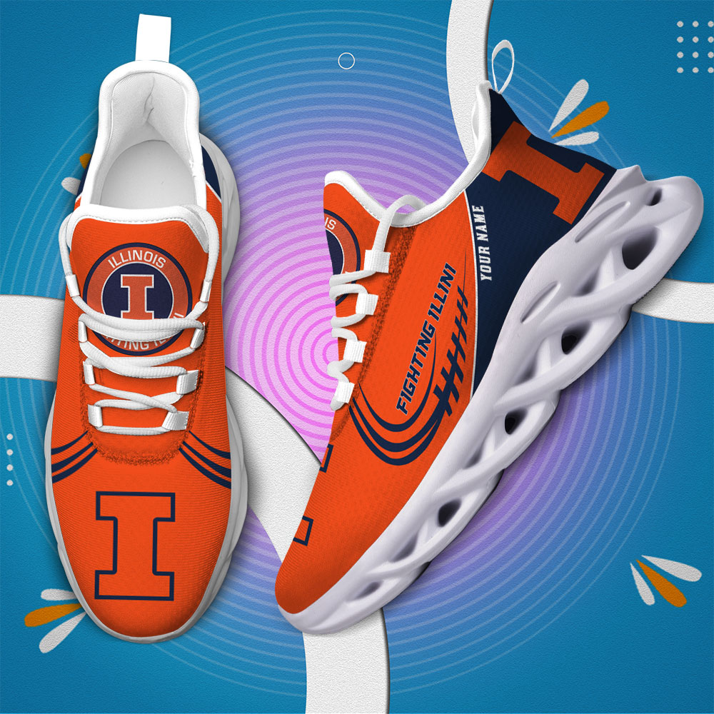 Custom Name Illinois Fighting Illini PERSONALIZED MAX SOUL SHOES DS006 - Famjoys Custom Name Illinois Fighting Illini PERSONALIZED MAX SOUL SHOES DS006 - Famjoys
