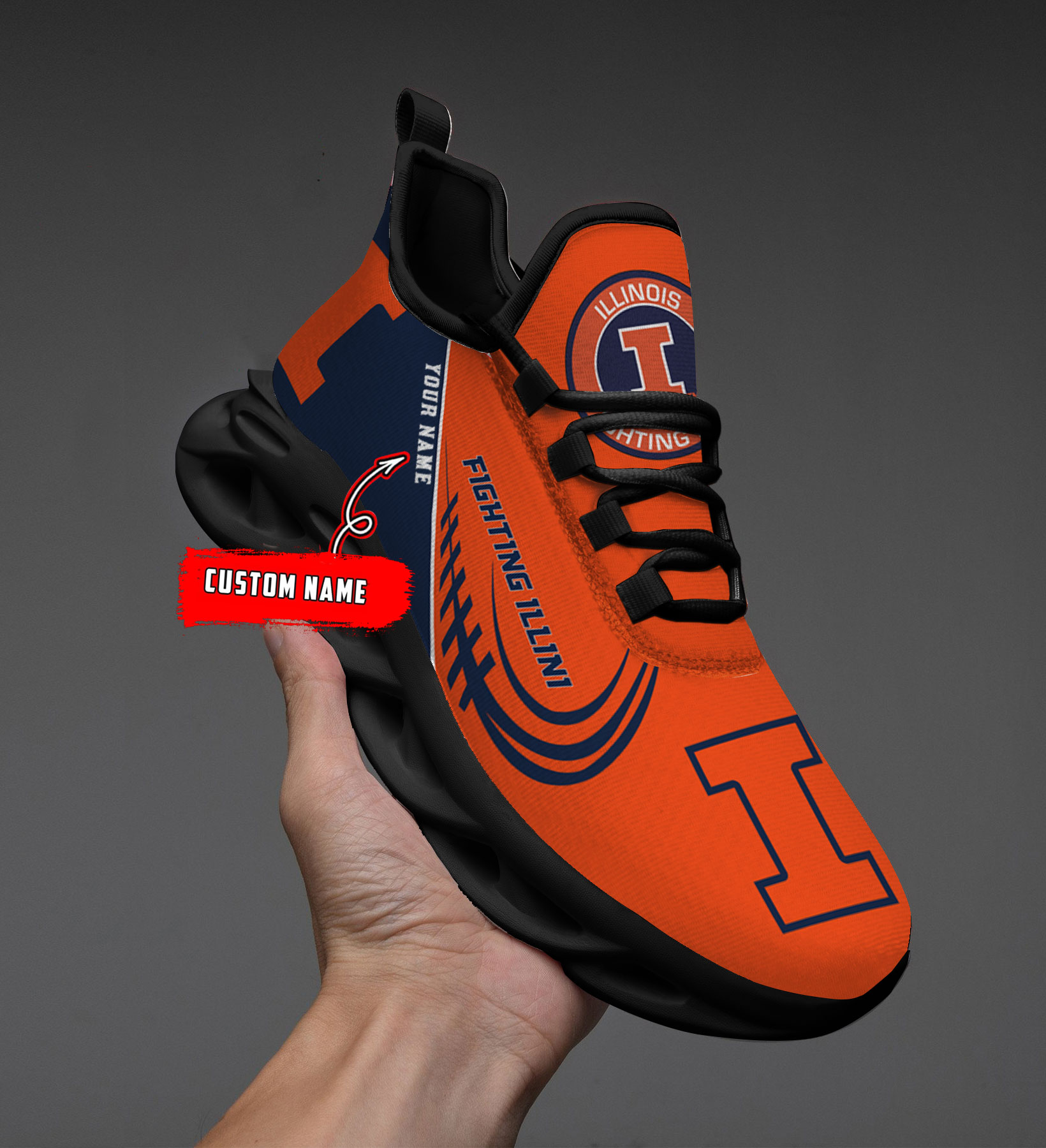 Custom Name Illinois Fighting Illini PERSONALIZED MAX SOUL SHOES DS006 - Famjoys Custom Name Illinois Fighting Illini PERSONALIZED MAX SOUL SHOES DS006 - Famjoys