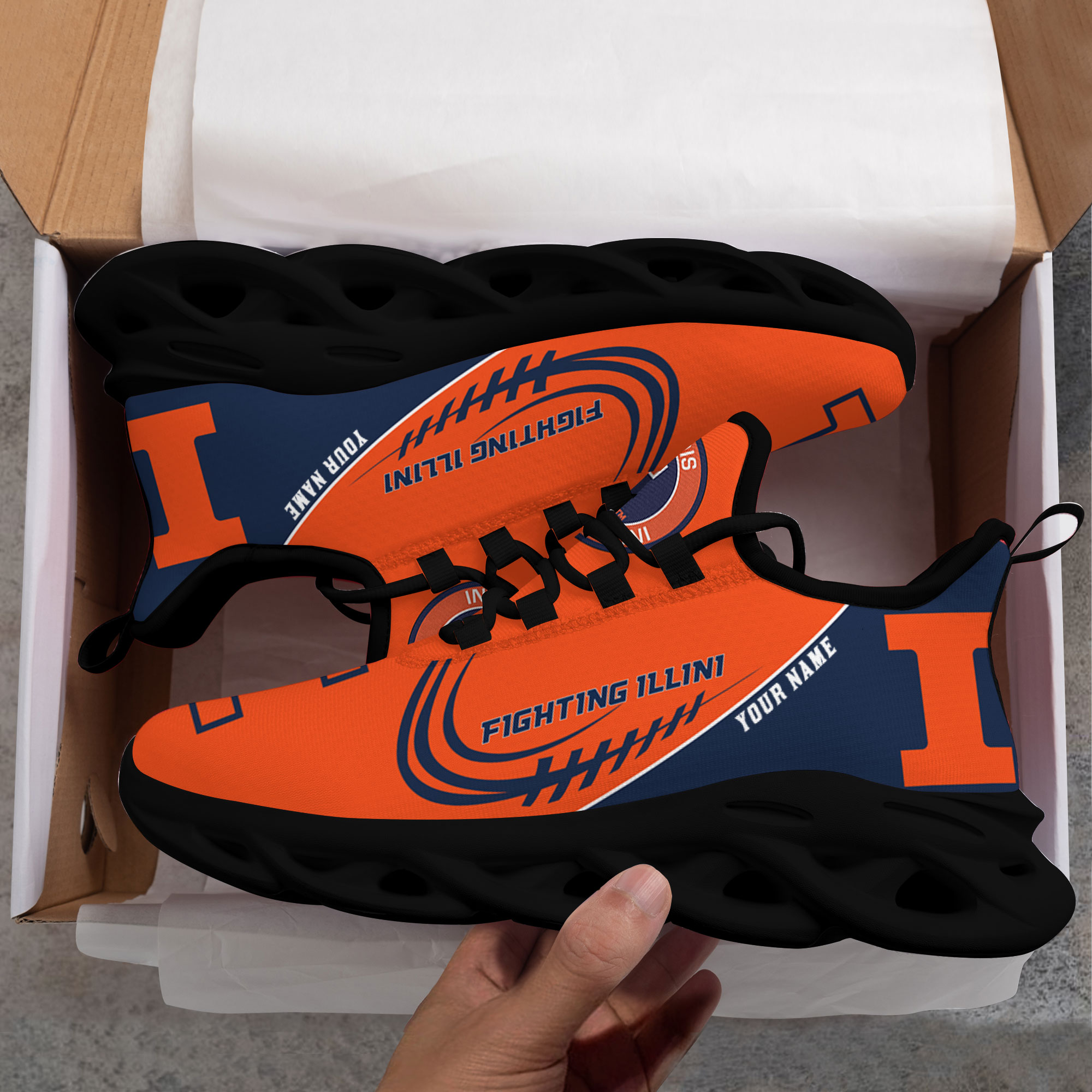 Custom Name Illinois Fighting Illini PERSONALIZED MAX SOUL SHOES DS006 - Famjoys Custom Name Illinois Fighting Illini PERSONALIZED MAX SOUL SHOES DS006 - Famjoys