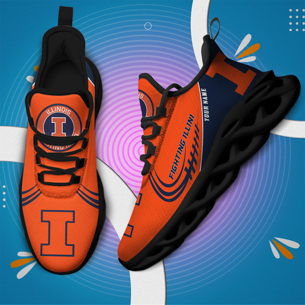 Custom Name Illinois Fighting Illini PERSONALIZED MAX SOUL SHOES DS006 - Famjoys Custom Name Illinois Fighting Illini PERSONALIZED MAX SOUL SHOES DS006 - Famjoys