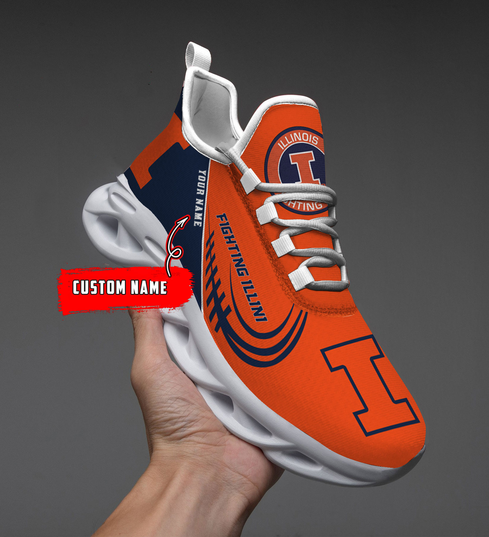 Custom Name Illinois Fighting Illini PERSONALIZED MAX SOUL SHOES DS006 - Famjoys Custom Name Illinois Fighting Illini PERSONALIZED MAX SOUL SHOES DS006 - Famjoys