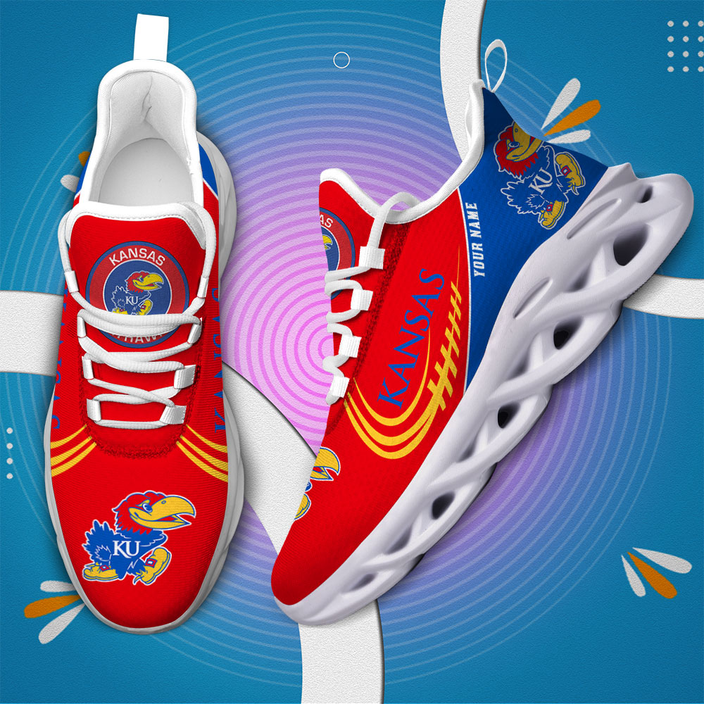Custom Name Kansas Jayhawks PERSONALIZED MAX SOUL SHOES DS006 - Famjoys Custom Name Kansas Jayhawks PERSONALIZED MAX SOUL SHOES DS006 - Famjoys