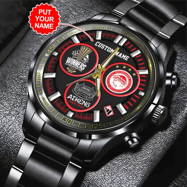 Custom Name LIVE Premium Black Hand Watch Olympiacos UEFA Europa - Famjoys Custom Name LIVE Premium Black Hand Watch Olympiacos UEFA Europa - Famjoys