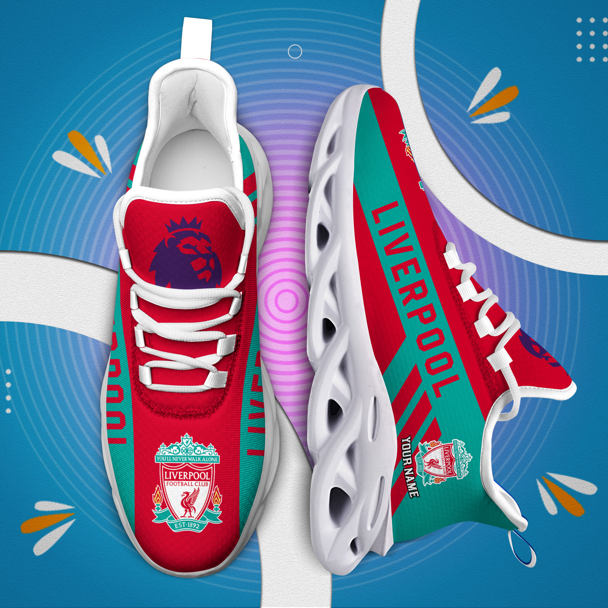 Custom Name Liverpool PERSONALIZED MAX SOUL SHOES DS006 EPL - Famjoys Custom Name Liverpool PERSONALIZED MAX SOUL SHOES DS006 EPL - Famjoys