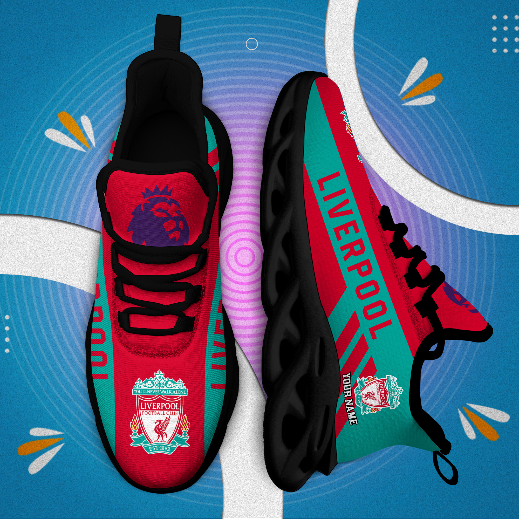 Custom Name Liverpool PERSONALIZED MAX SOUL SHOES DS006 EPL - Famjoys Custom Name Liverpool PERSONALIZED MAX SOUL SHOES DS006 EPL - Famjoys