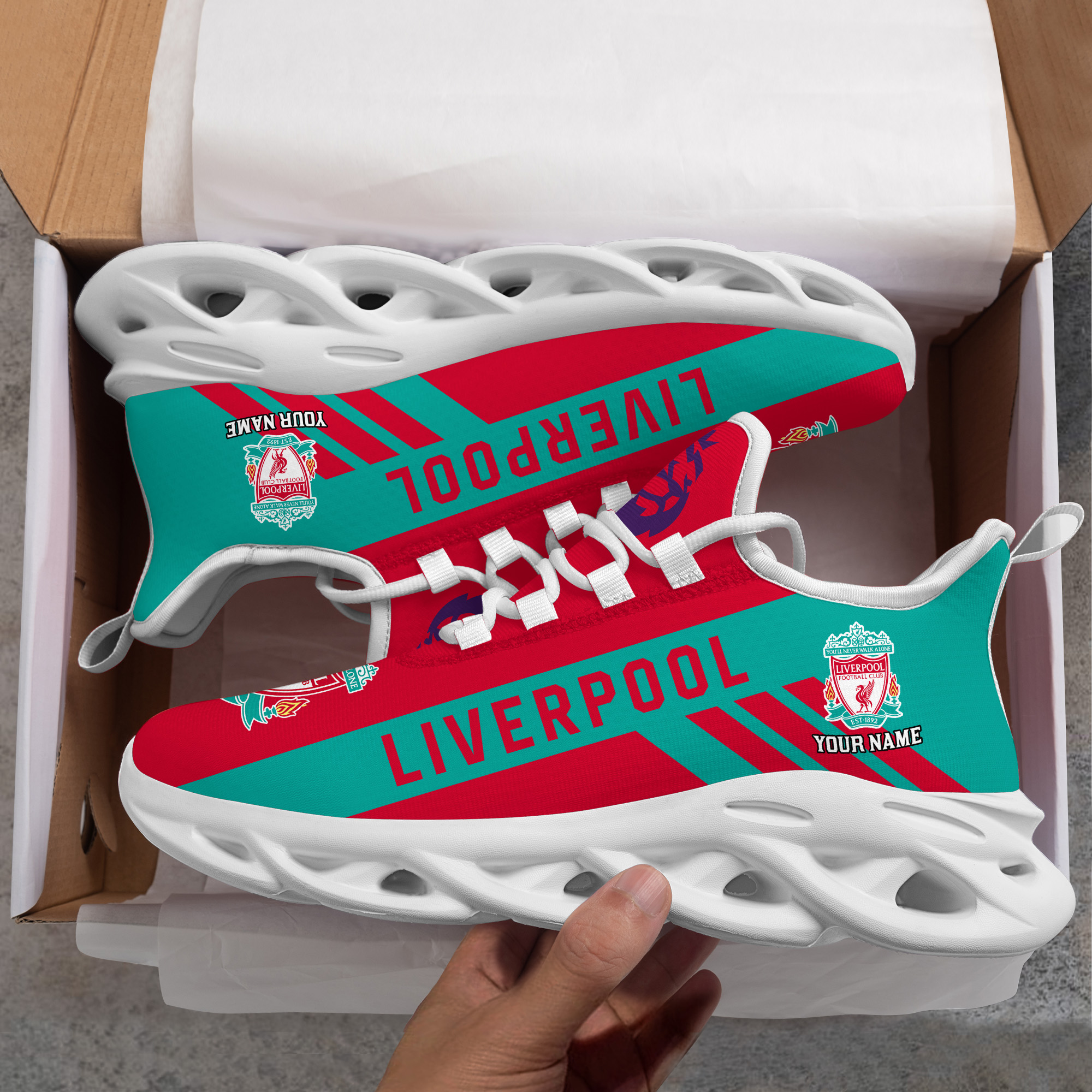 Custom Name Liverpool PERSONALIZED MAX SOUL SHOES DS006 EPL - Famjoys Custom Name Liverpool PERSONALIZED MAX SOUL SHOES DS006 EPL - Famjoys
