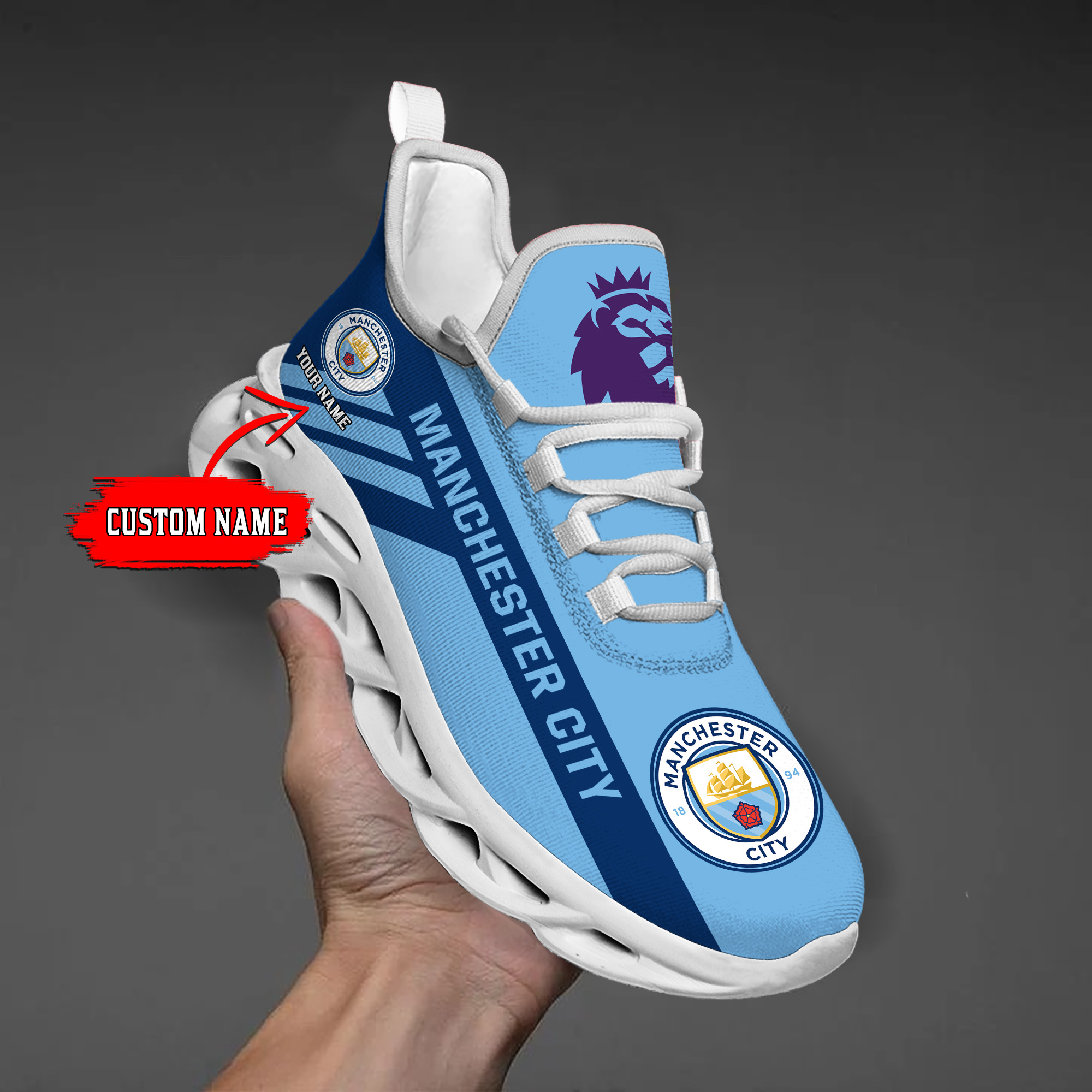 Custom Name Manchester City PERSONALIZED MAX SOUL SHOES DS006 EPL - Famjoys Custom Name Manchester City PERSONALIZED MAX SOUL SHOES DS006 EPL - Famjoys