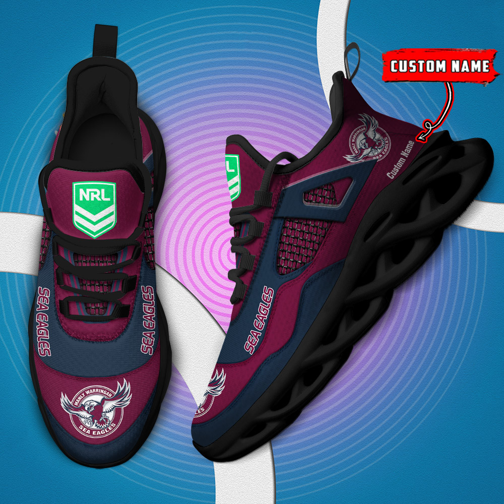 Custom Name Manly Sea Eagles NRL MAX SOUL SHOES DS001 - Famjoys Custom Name Manly Sea Eagles NRL MAX SOUL SHOES DS001 - Famjoys