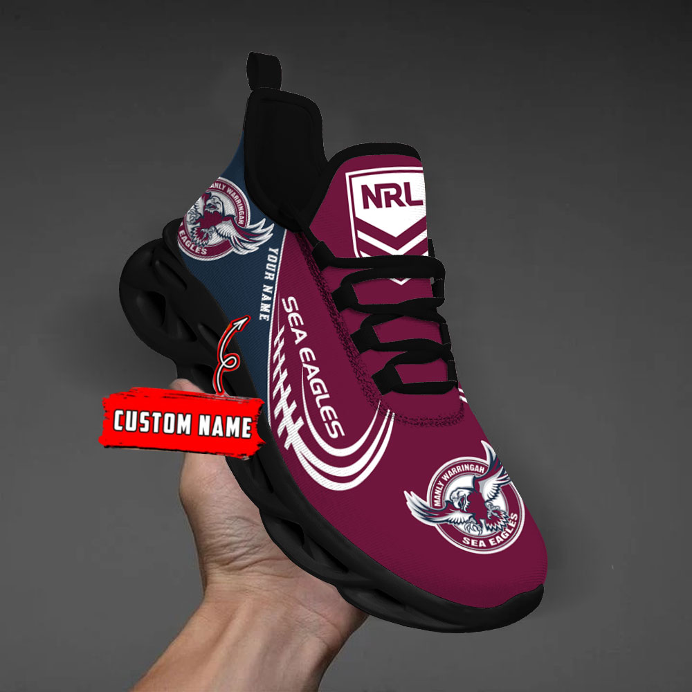 Custom Name Manly Sea Eagles PERSONALIZED MAX SOUL SHOES DS006 - Famjoys Custom Name Manly Sea Eagles PERSONALIZED MAX SOUL SHOES DS006 - Famjoys