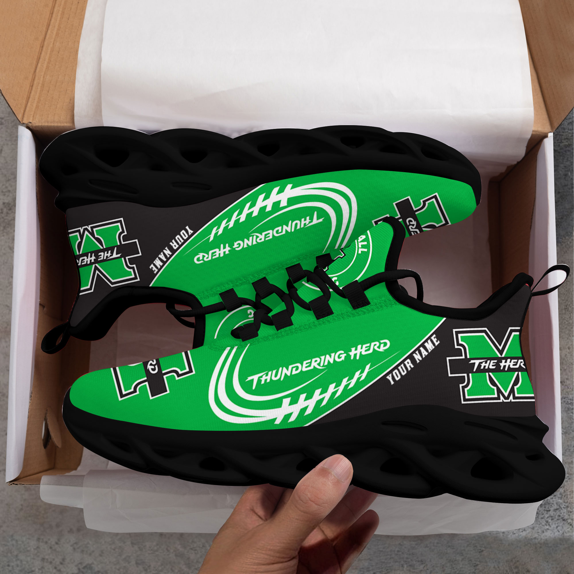 Custom Name Marshall Thundering Herd PERSONALIZED MAX SOUL SHOES DS006 - Famjoys Custom Name Marshall Thundering Herd PERSONALIZED MAX SOUL SHOES DS006 - Famjoys