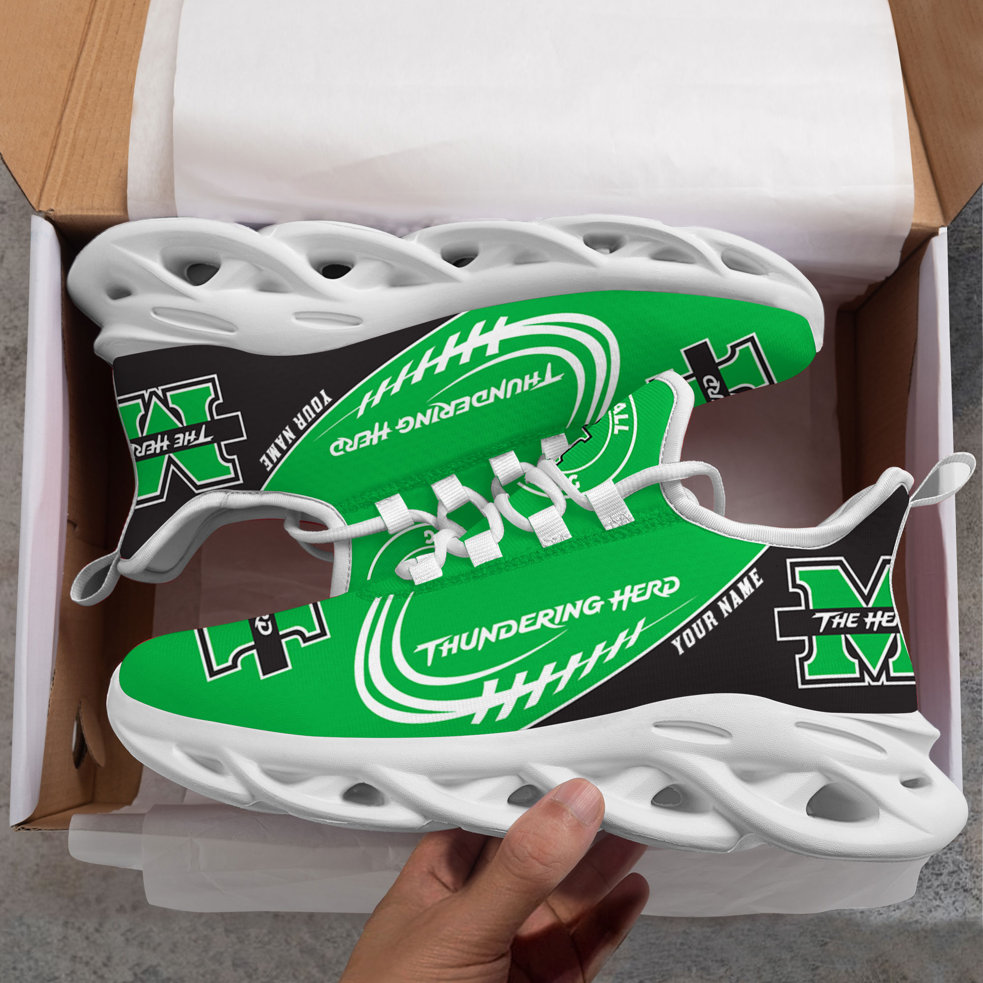 Custom Name Marshall Thundering Herd PERSONALIZED MAX SOUL SHOES DS006 - Famjoys Custom Name Marshall Thundering Herd PERSONALIZED MAX SOUL SHOES DS006 - Famjoys