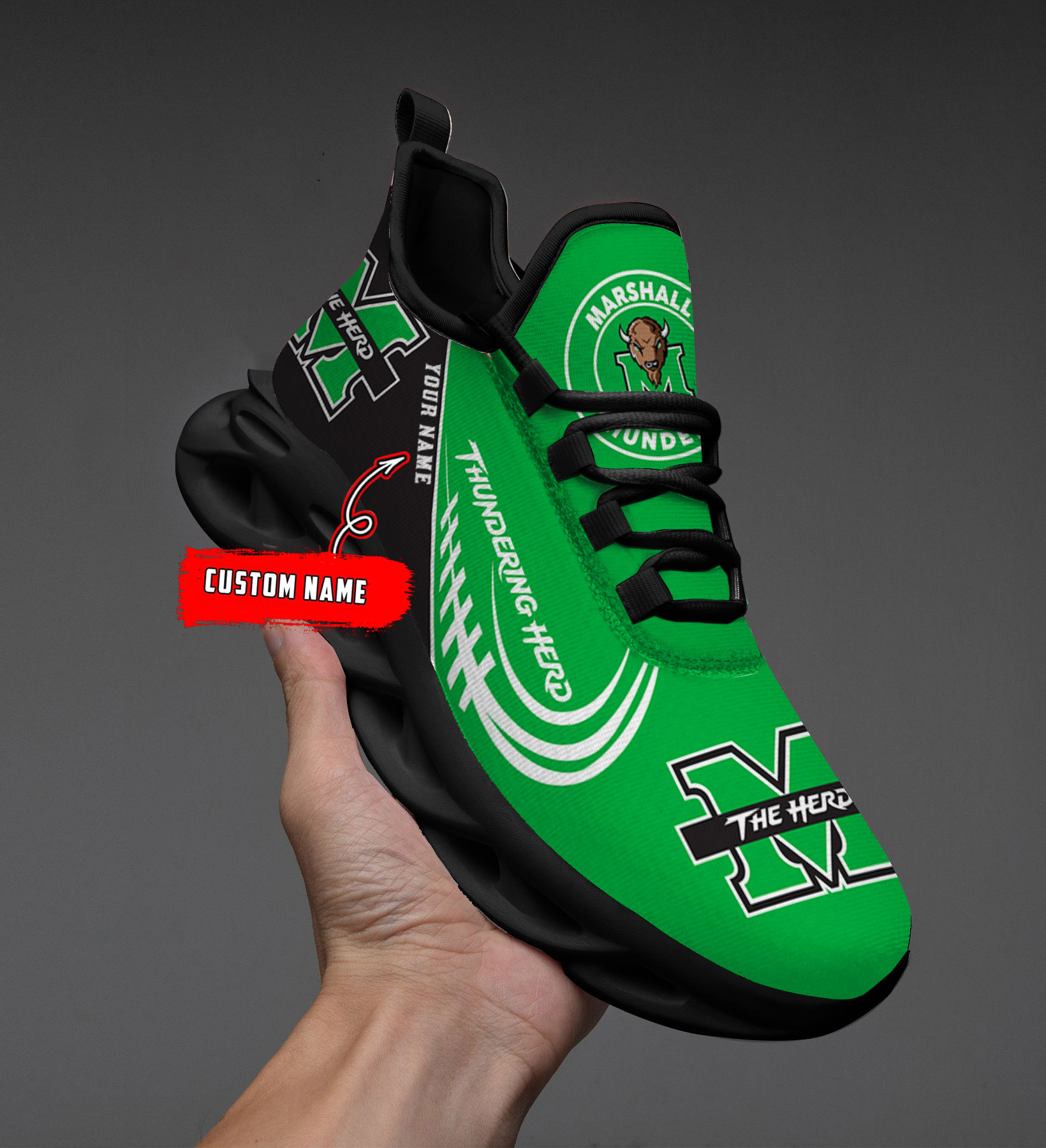 Custom Name Marshall Thundering Herd PERSONALIZED MAX SOUL SHOES DS006 - Famjoys Custom Name Marshall Thundering Herd PERSONALIZED MAX SOUL SHOES DS006 - Famjoys