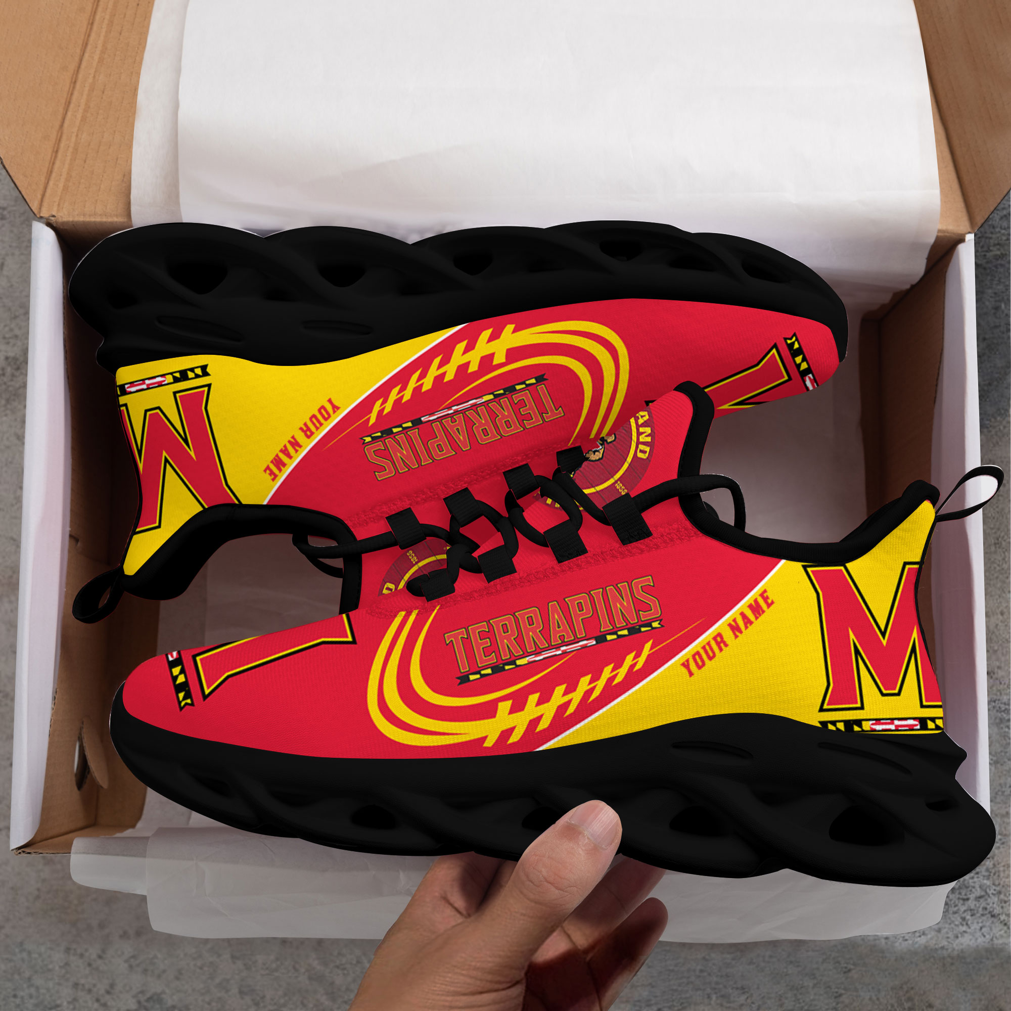 Custom Name Maryland Terrapins PERSONALIZED MAX SOUL SHOES DS006 - Famjoys Custom Name Maryland Terrapins PERSONALIZED MAX SOUL SHOES DS006 - Famjoys