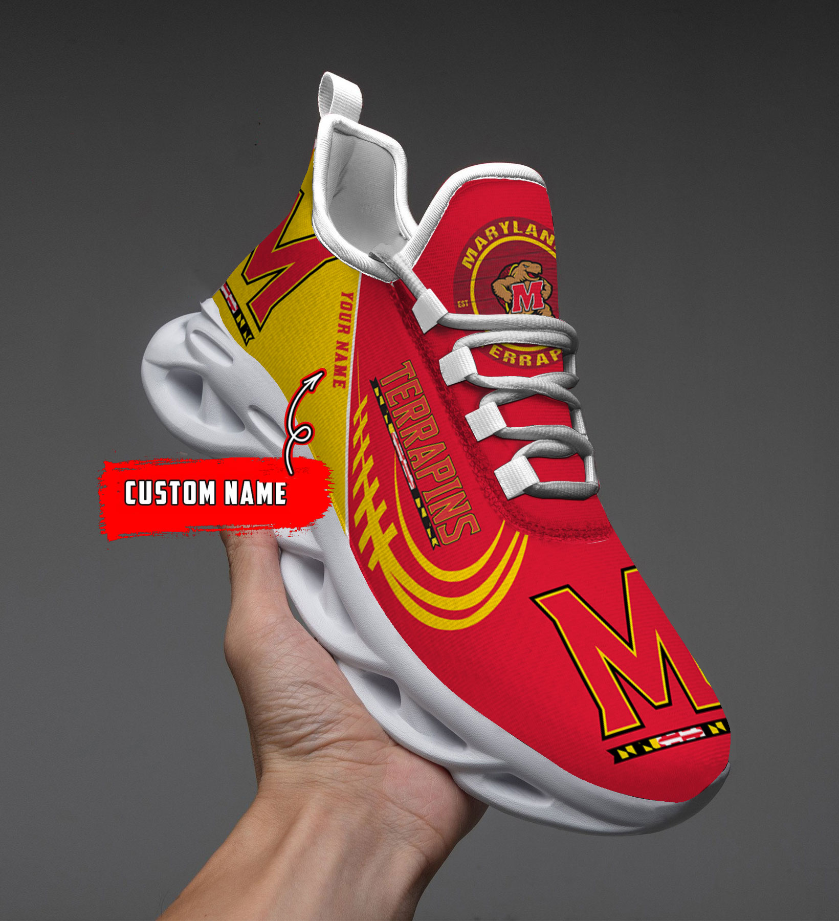 Custom Name Maryland Terrapins PERSONALIZED MAX SOUL SHOES DS006 - Famjoys Custom Name Maryland Terrapins PERSONALIZED MAX SOUL SHOES DS006 - Famjoys