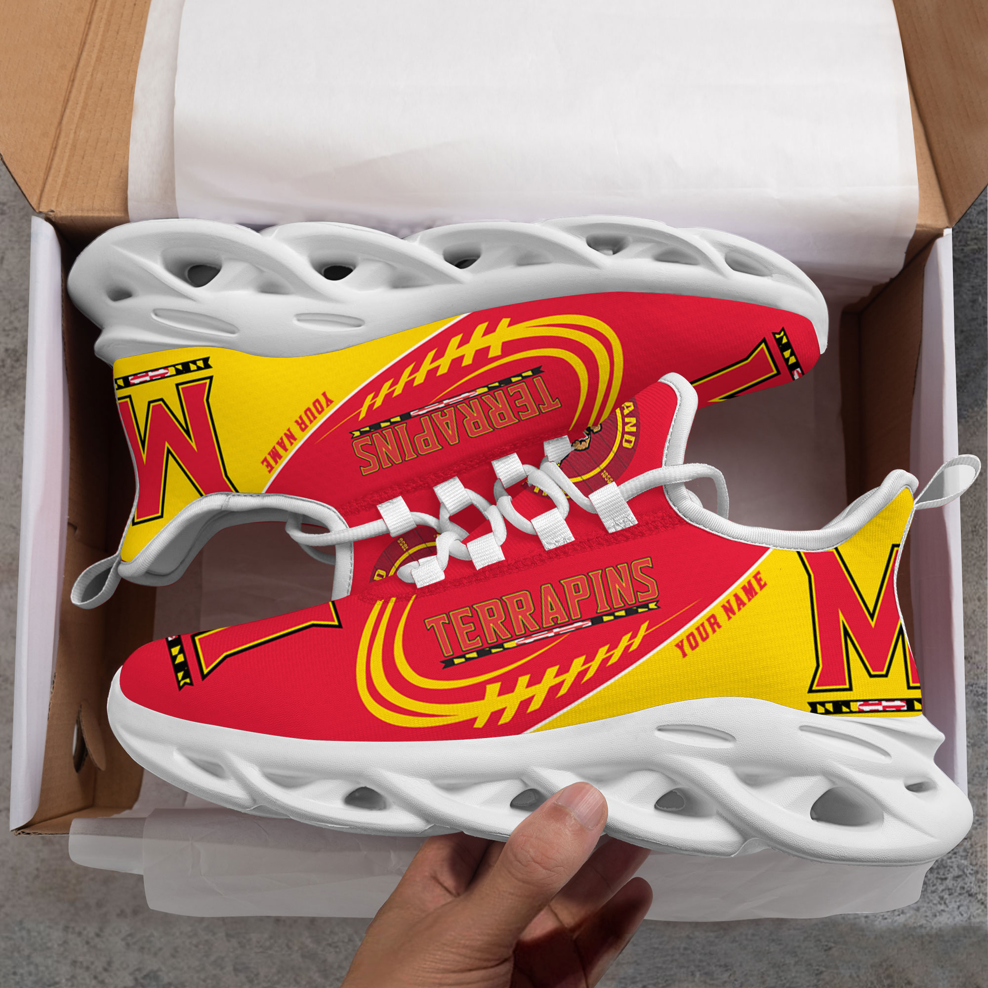 Custom Name Maryland Terrapins PERSONALIZED MAX SOUL SHOES DS006 - Famjoys Custom Name Maryland Terrapins PERSONALIZED MAX SOUL SHOES DS006 - Famjoys