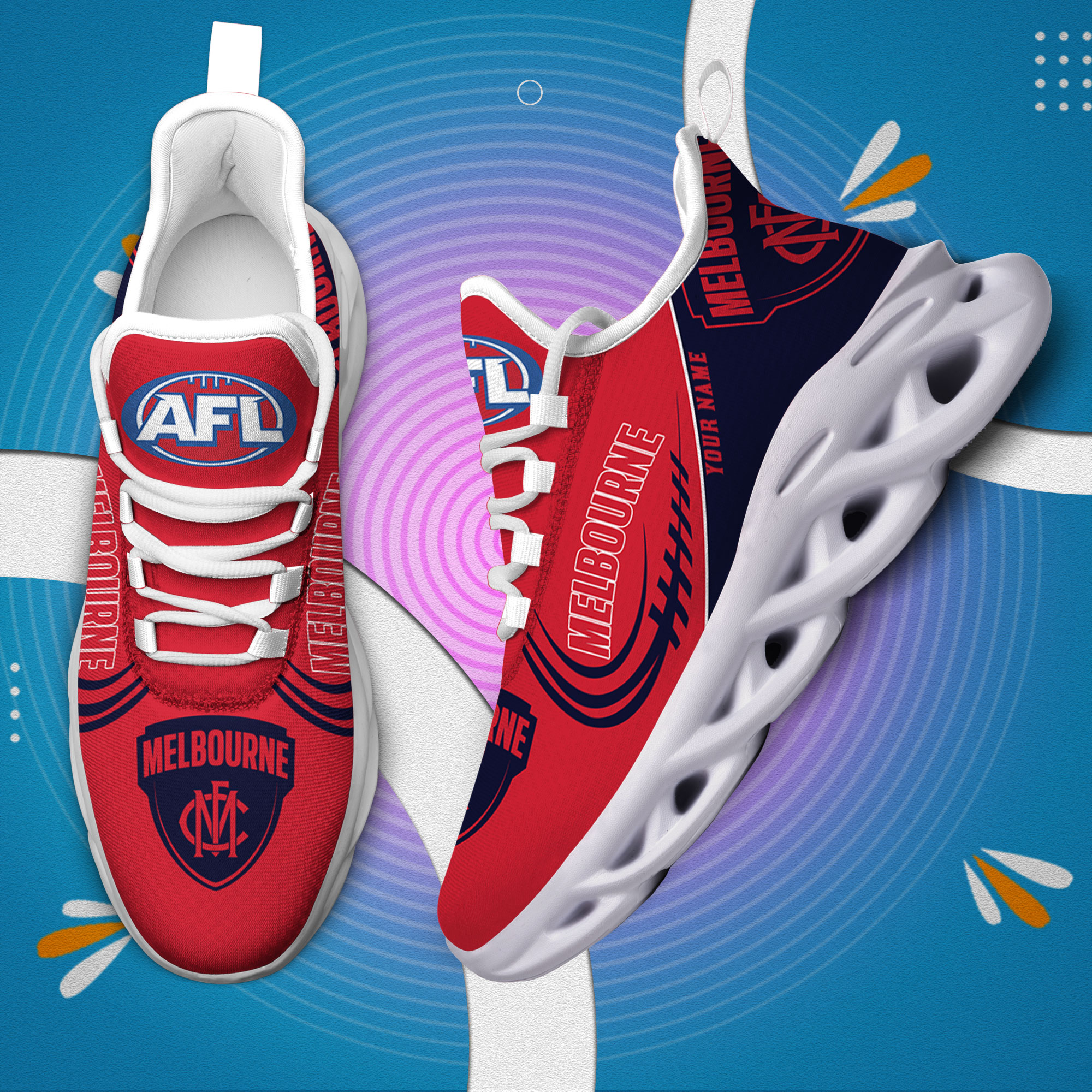 Custom Name Melbourne Demons PERSONALIZED MAX SOUL SHOES DS006 - Famjoys Custom Name Melbourne Demons PERSONALIZED MAX SOUL SHOES DS006 - Famjoys