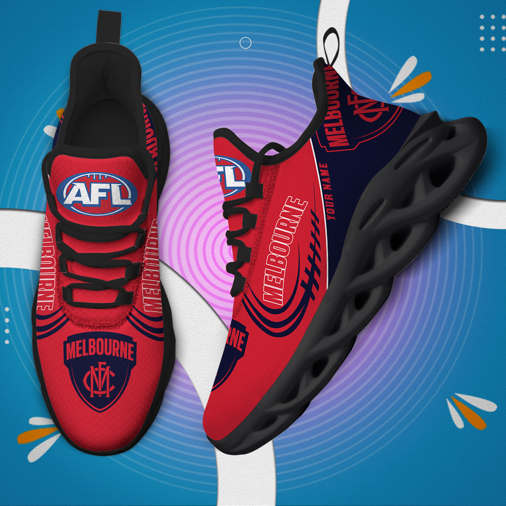 Custom Name Melbourne Demons PERSONALIZED MAX SOUL SHOES DS006 - Famjoys Custom Name Melbourne Demons PERSONALIZED MAX SOUL SHOES DS006 - Famjoys