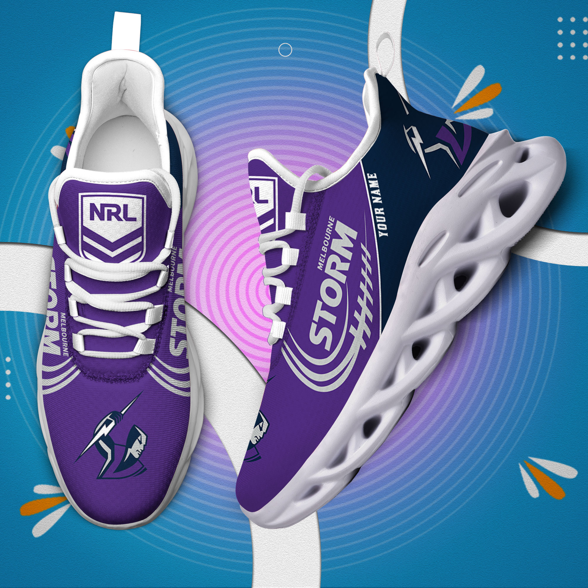 Custom Name Melbourne Storm PERSONALIZED MAX SOUL SHOES DS006 - Famjoys Custom Name Melbourne Storm PERSONALIZED MAX SOUL SHOES DS006 - Famjoys