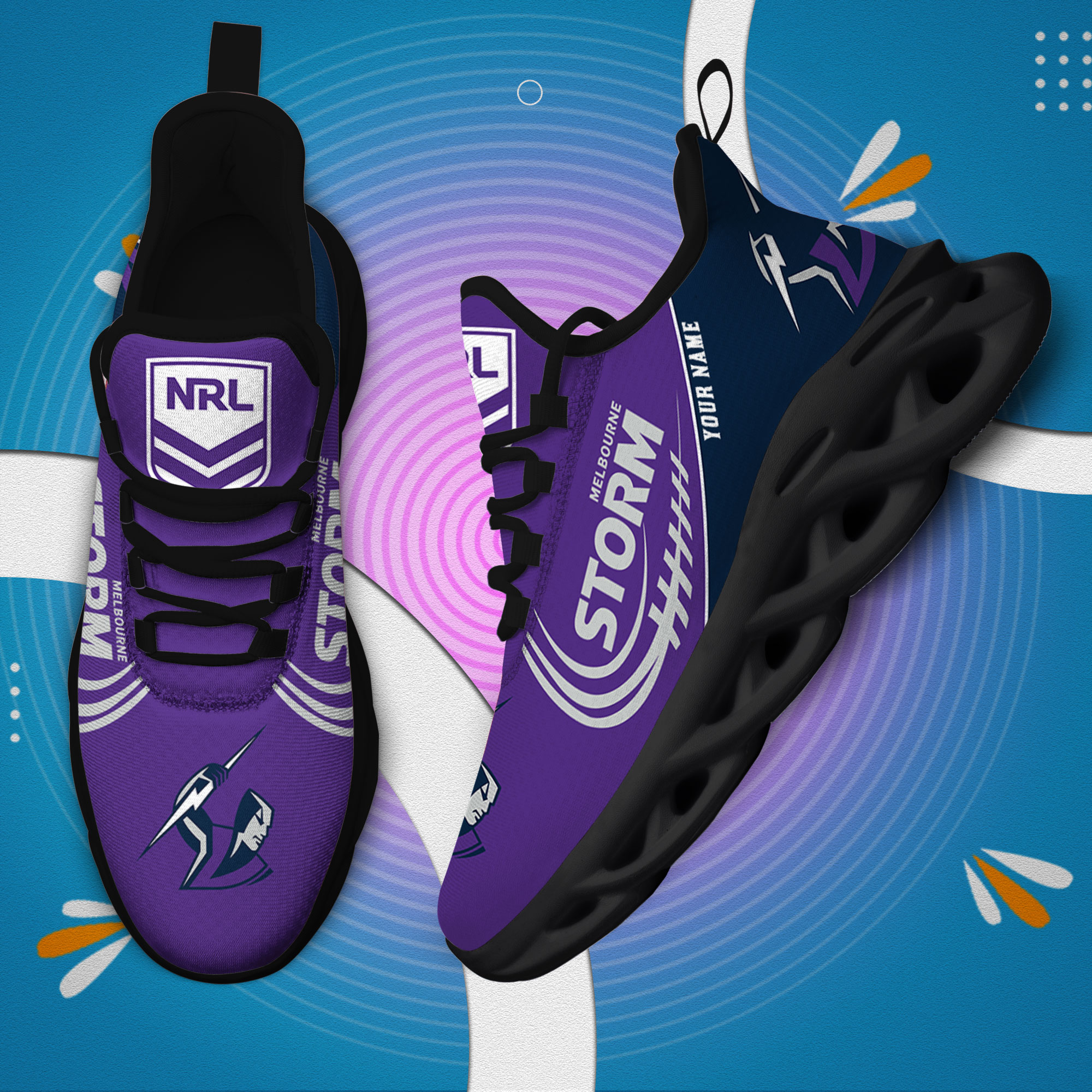 Custom Name Melbourne Storm PERSONALIZED MAX SOUL SHOES DS006 - Famjoys Custom Name Melbourne Storm PERSONALIZED MAX SOUL SHOES DS006 - Famjoys