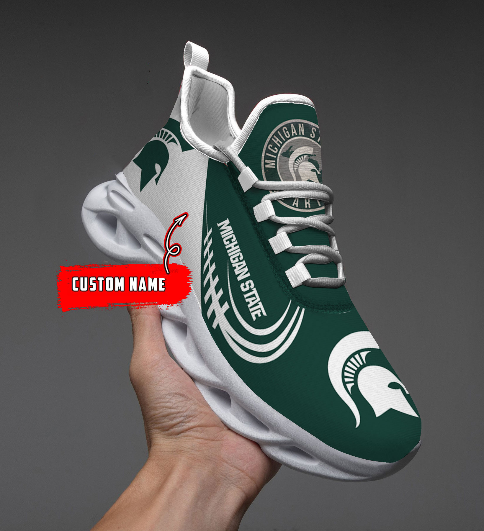 Custom Name Michigan State Spartans PERSONALIZED MAX SOUL SHOES DS006 - Famjoys Custom Name Michigan State Spartans PERSONALIZED MAX SOUL SHOES DS006 - Famjoys