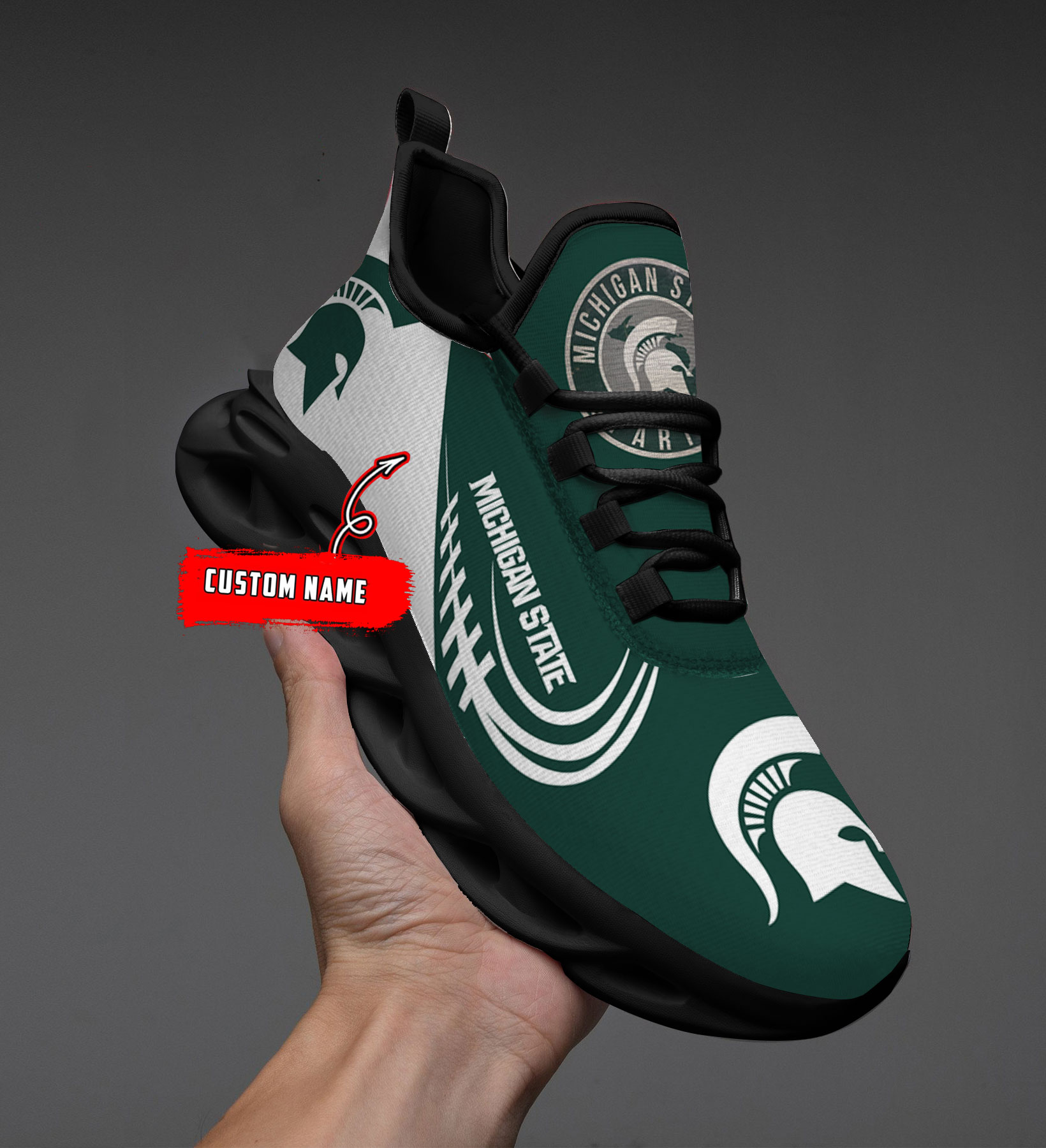 Custom Name Michigan State Spartans PERSONALIZED MAX SOUL SHOES DS006 - Famjoys Custom Name Michigan State Spartans PERSONALIZED MAX SOUL SHOES DS006 - Famjoys
